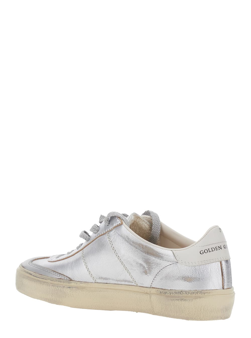 Golden Goose Soul-star Laminated Upper Toe And Tongue Leather Heel In Silver