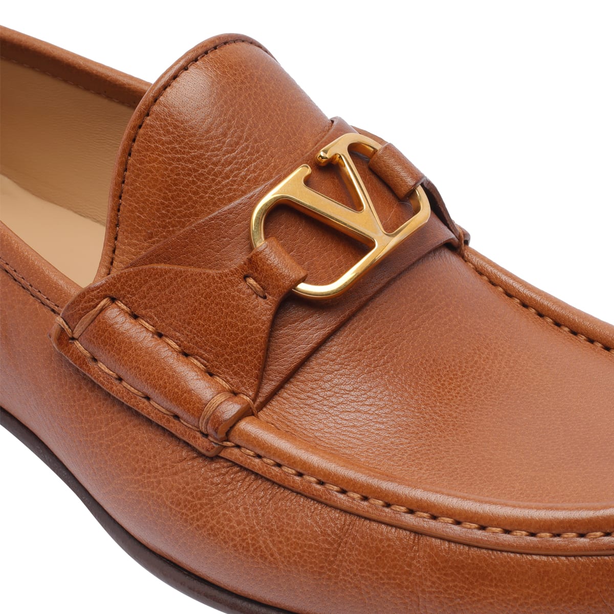 Valentino Vlogo Signature Loafers Gold-tone Hardware In Brown