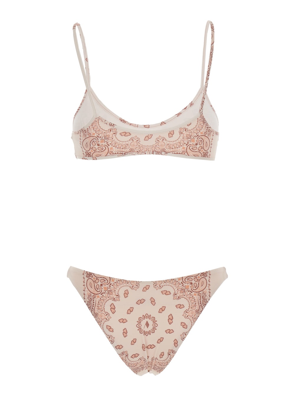Attico Pink Bikini With Spaghetti Straps And All-over Print In Tech Fabric Stretch Woman