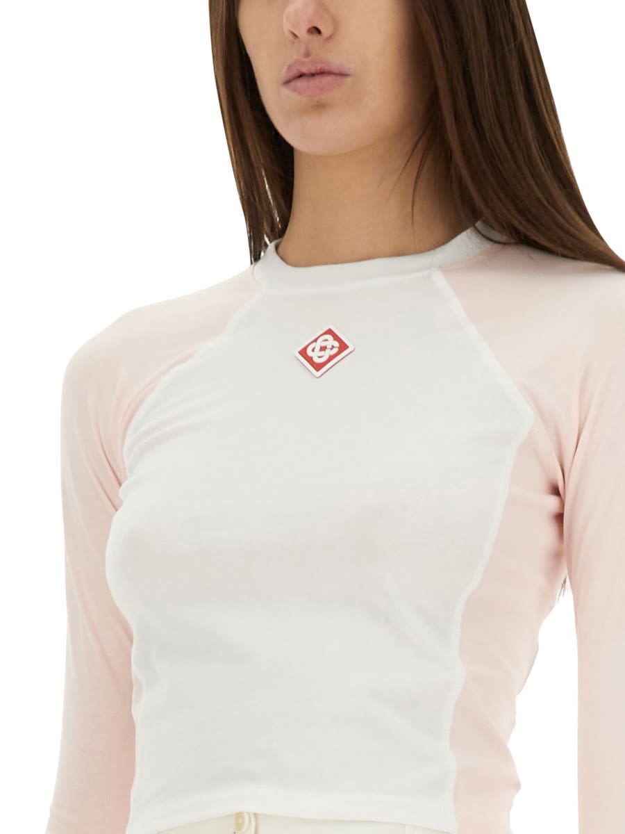 Casablanca Crewneck Logo Top With Long Raglan Sleeves In Multicolour