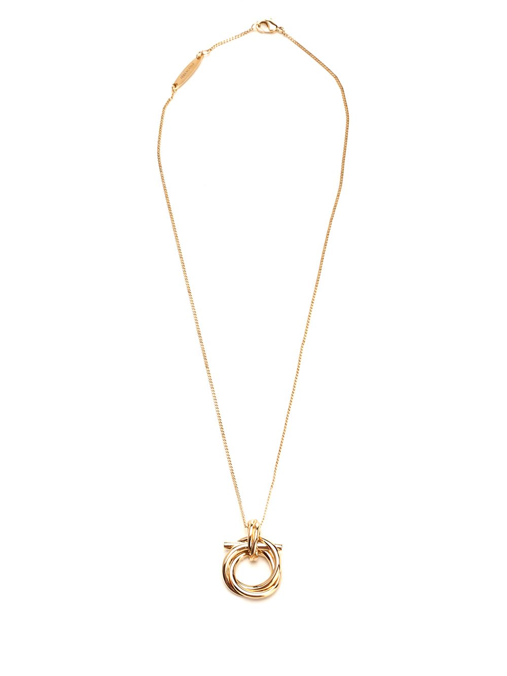 Shop Ferragamo Gancini Pendant Necklace In Gold