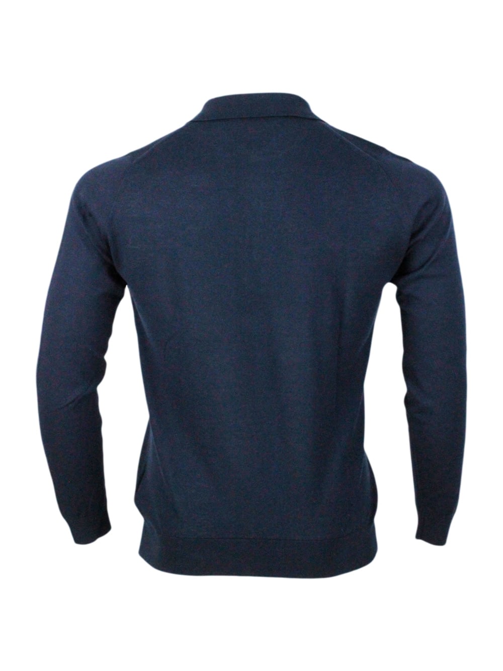 Shop John Smedley Long-sleeved Polo Shirt In Extrafine Cotton Thread With Three Buttons In Blu