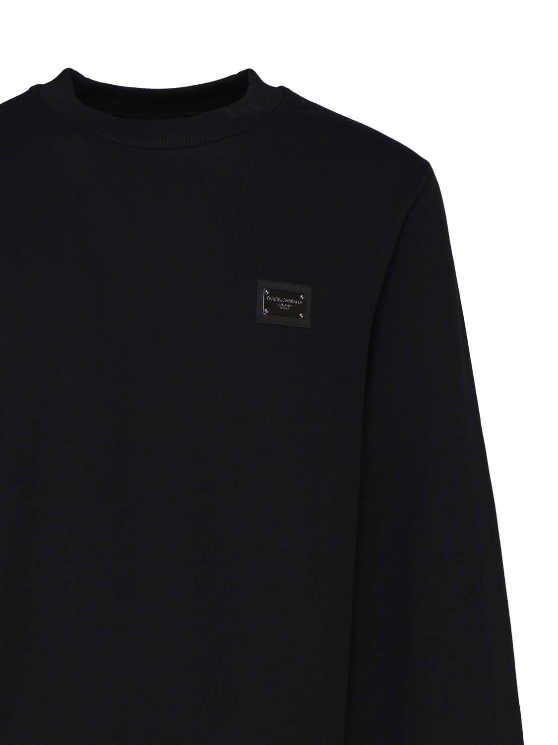 Shop Dolce & Gabbana Jersey Sweatshirt With Logo Plaque In Black