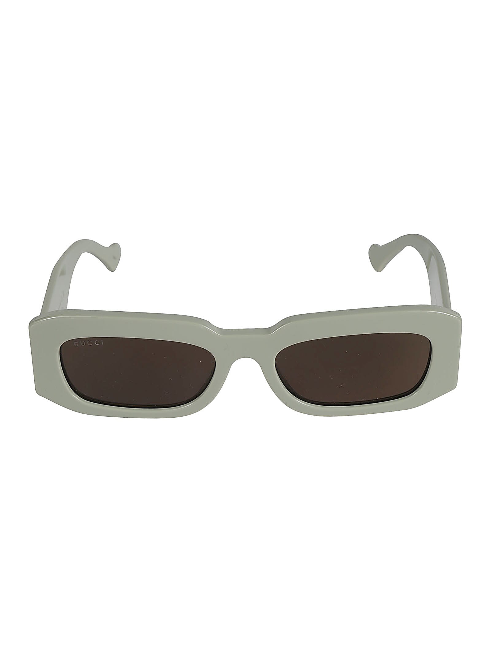 Shop Gucci Rectangle Thick Sunglasses In Green