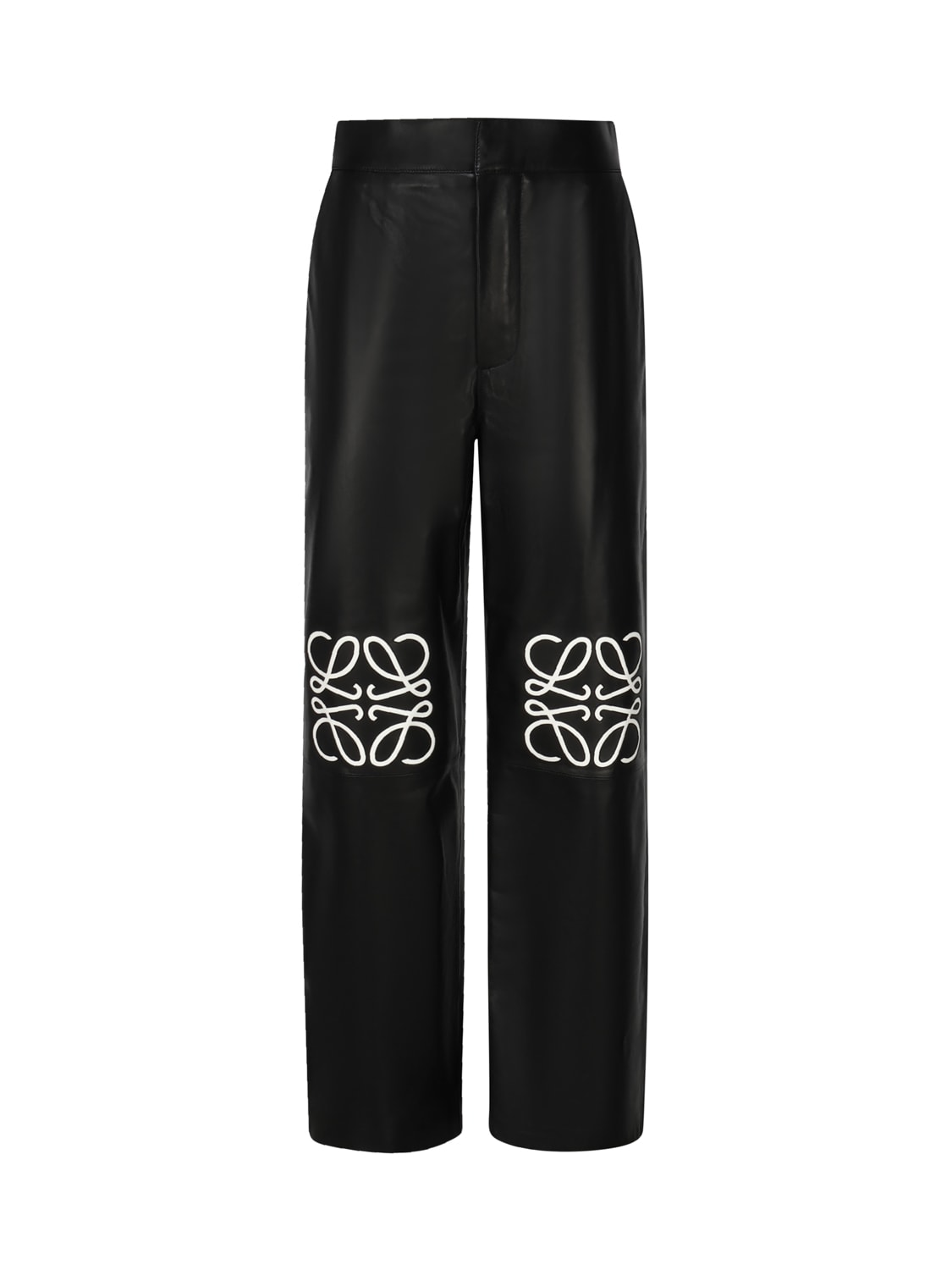 Shop Loewe Anagram Trousers In Calfskin In Black