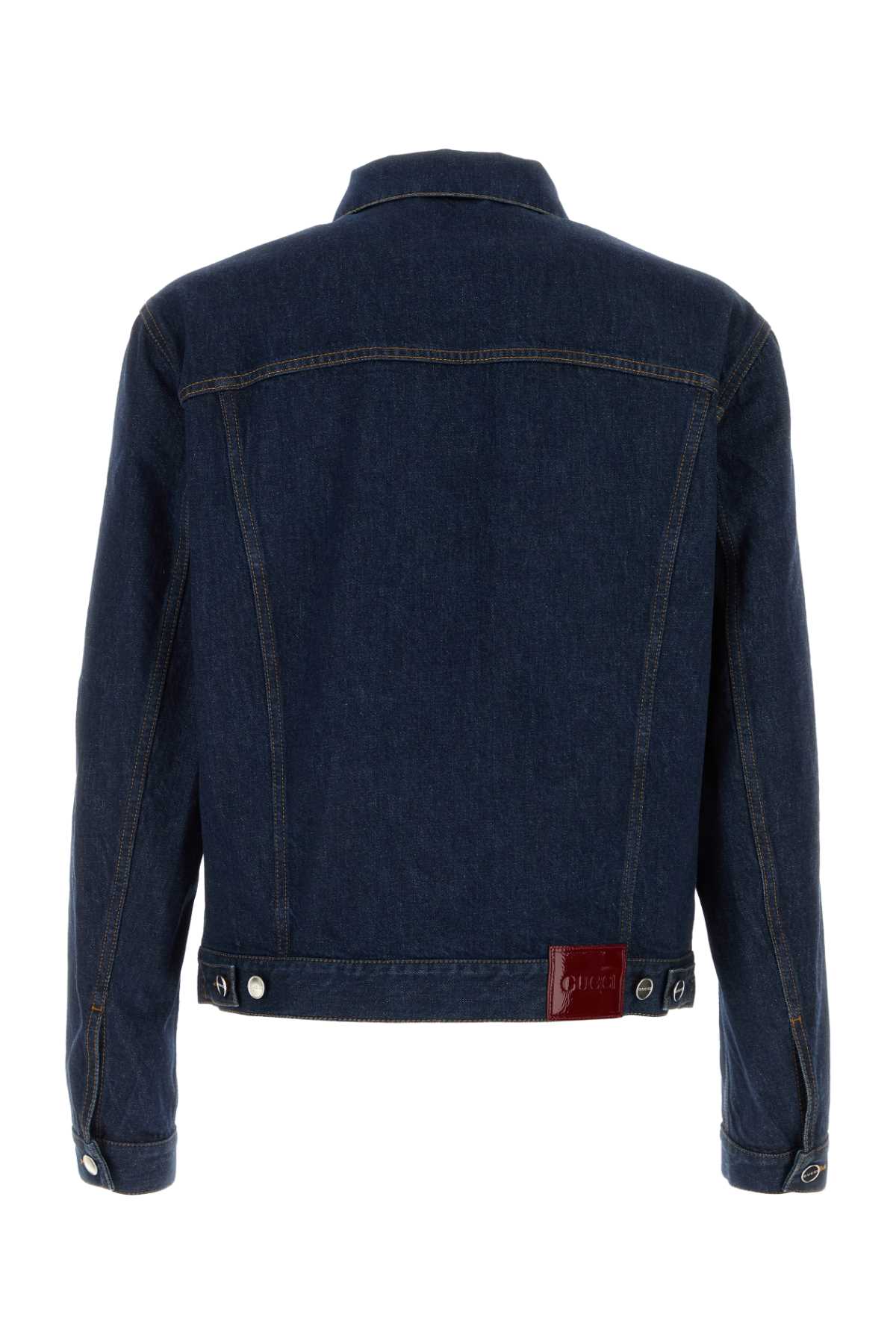 Gucci Denim Jacket With Adjustable Waist And Pockets In Blue