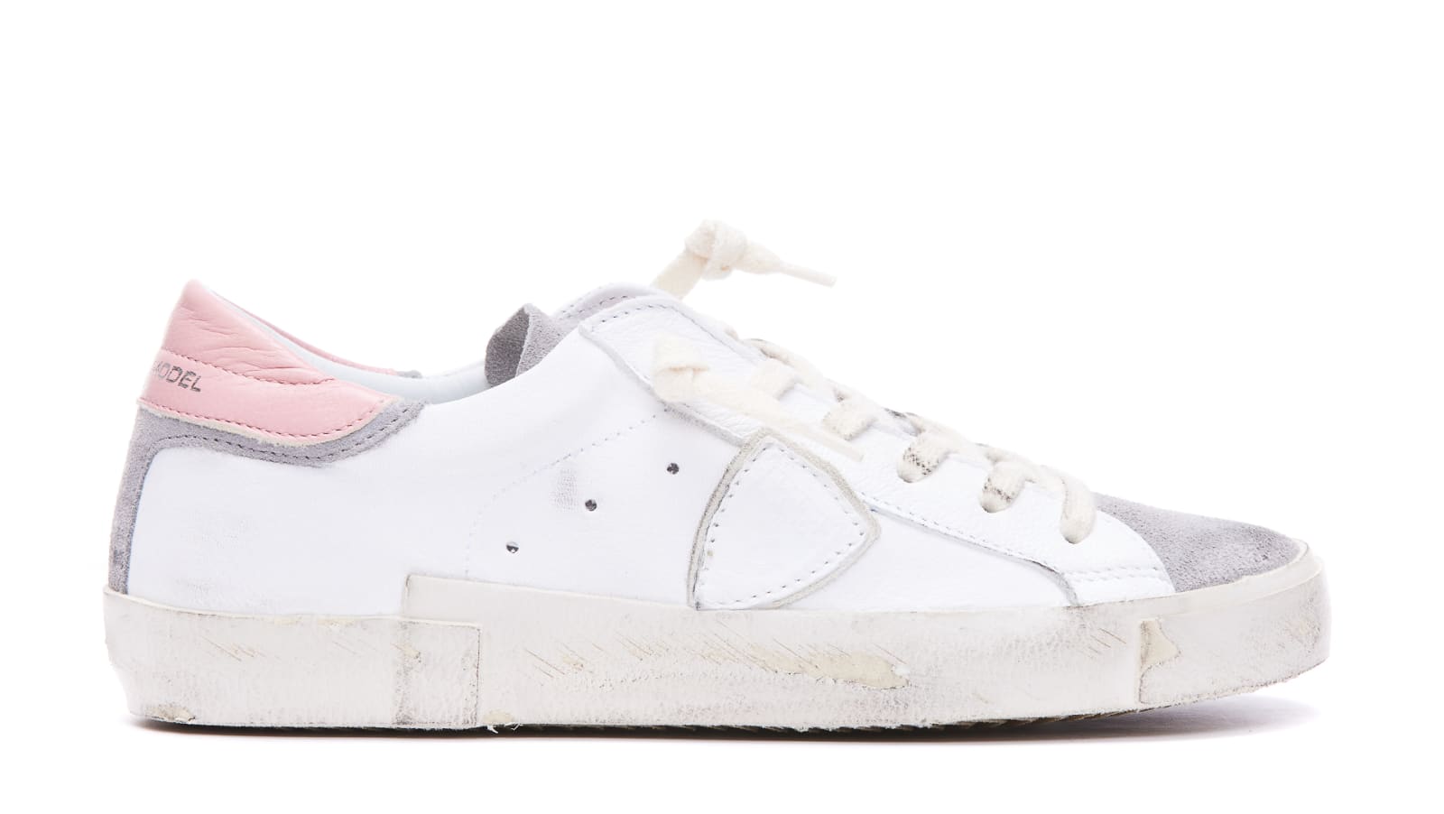 Shop Philippe Model Prsx Low Sneakers In Vintage Mixage Blanc Anthracit