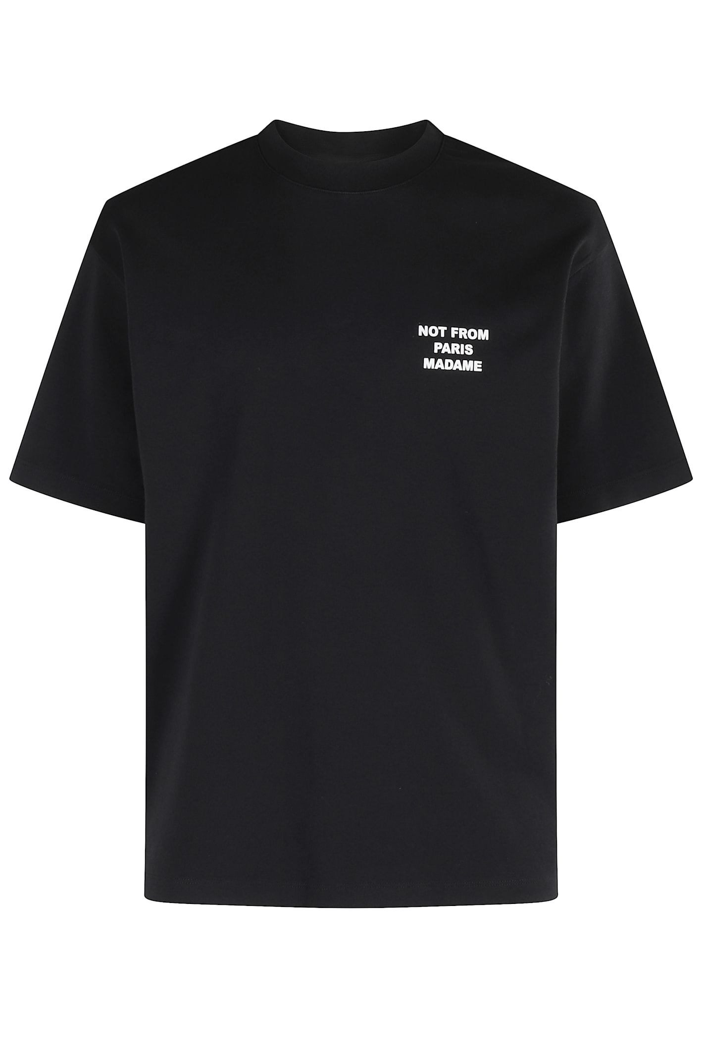 Drôle De Monsieur Black Crewneck T-shirt With Slogan Print On The Front And Back In Black