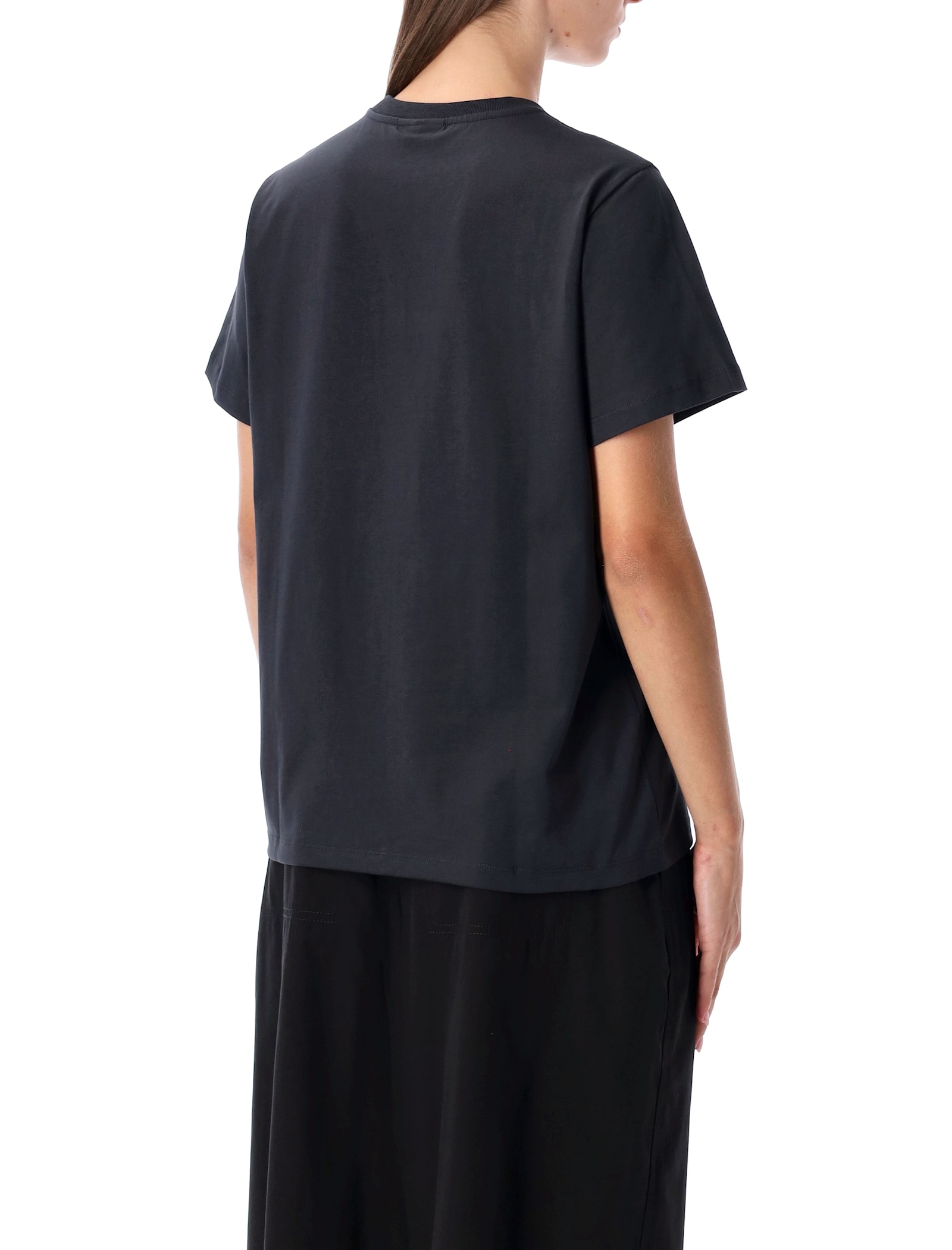 Ganni Black Puppy Cotton T-shirt In Black