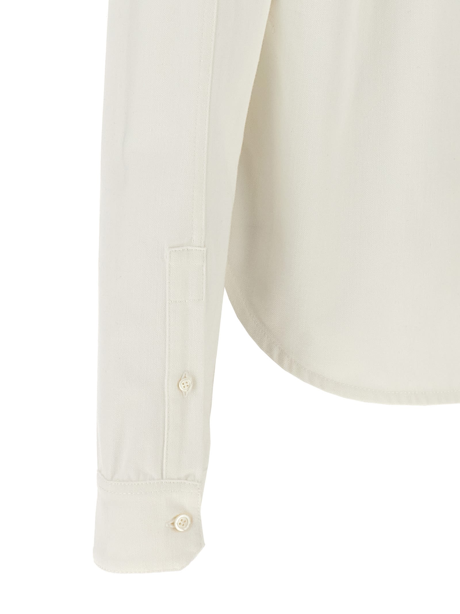 Shop Loewe Denim Bow Shirt In White