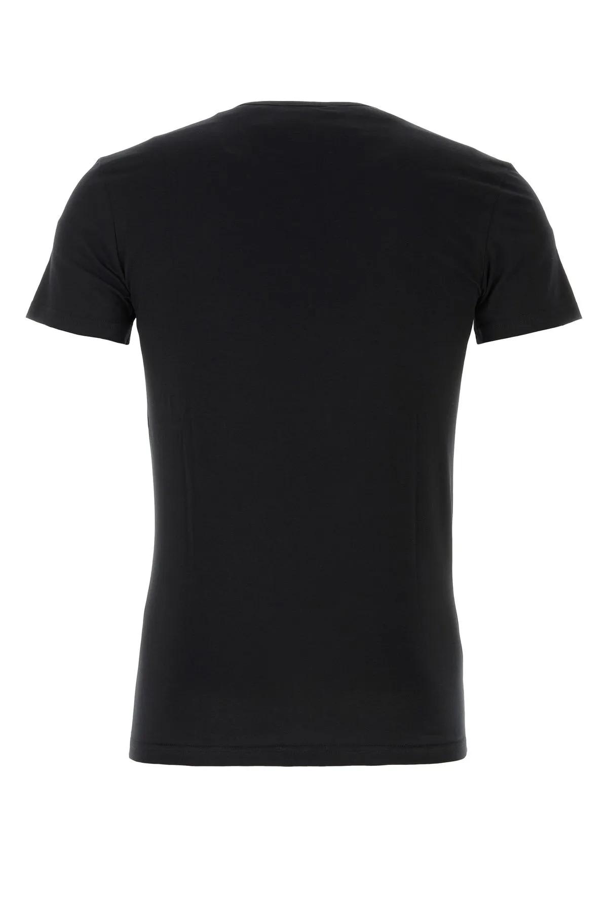 Shop Versace Black Stretch Cotton T-shirt
