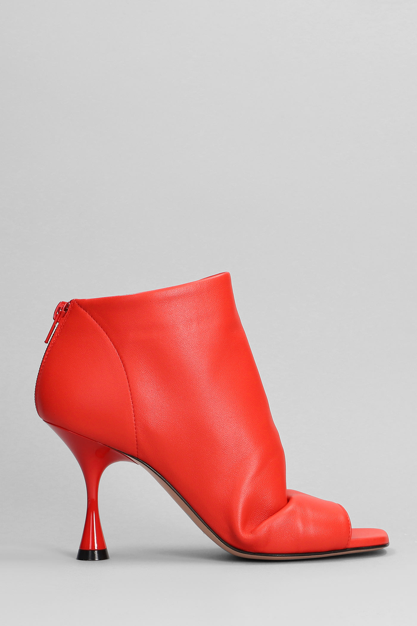 Shop Marc Ellis High Heels Ankle Boots In Red Leather