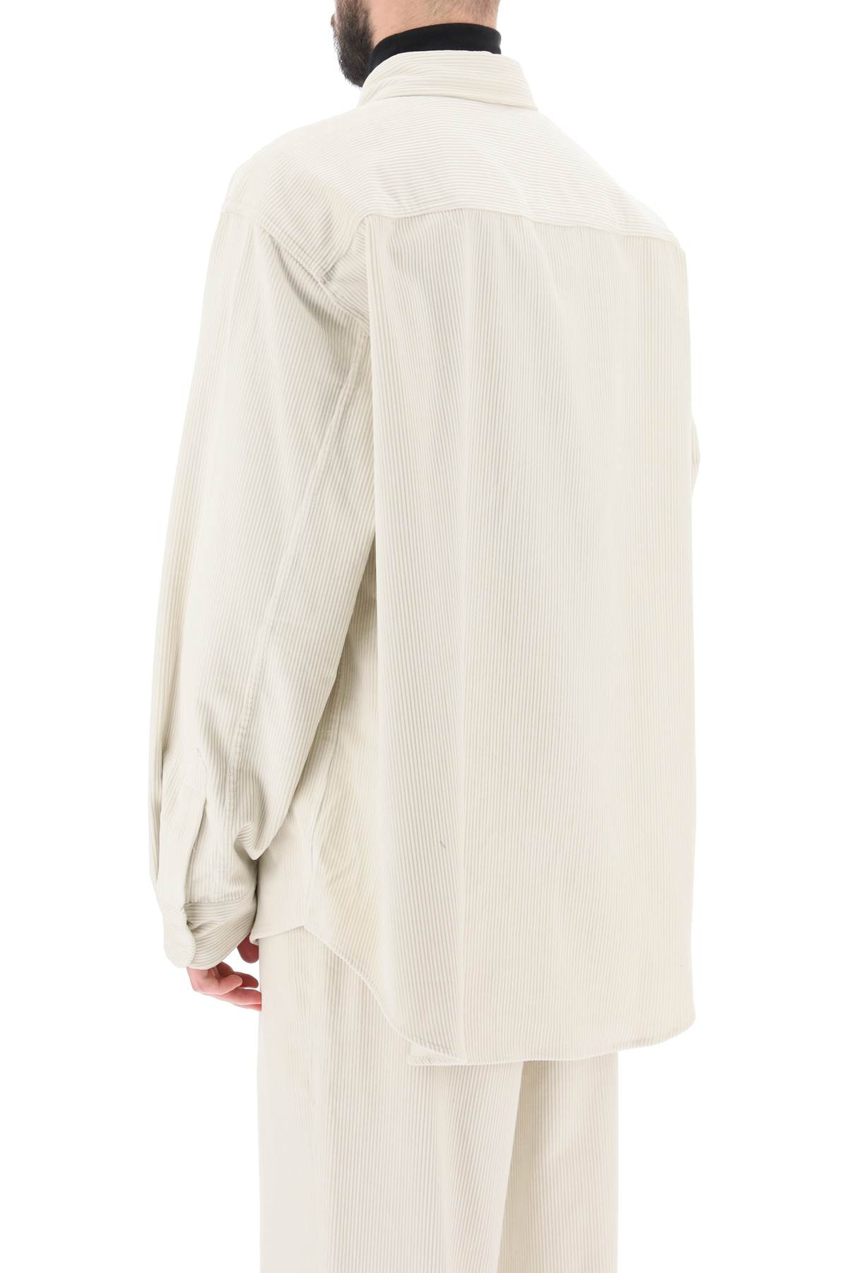 Shop Ami Alexandre Mattiussi Cotton Corduroy Overshirt In Ivory (white)