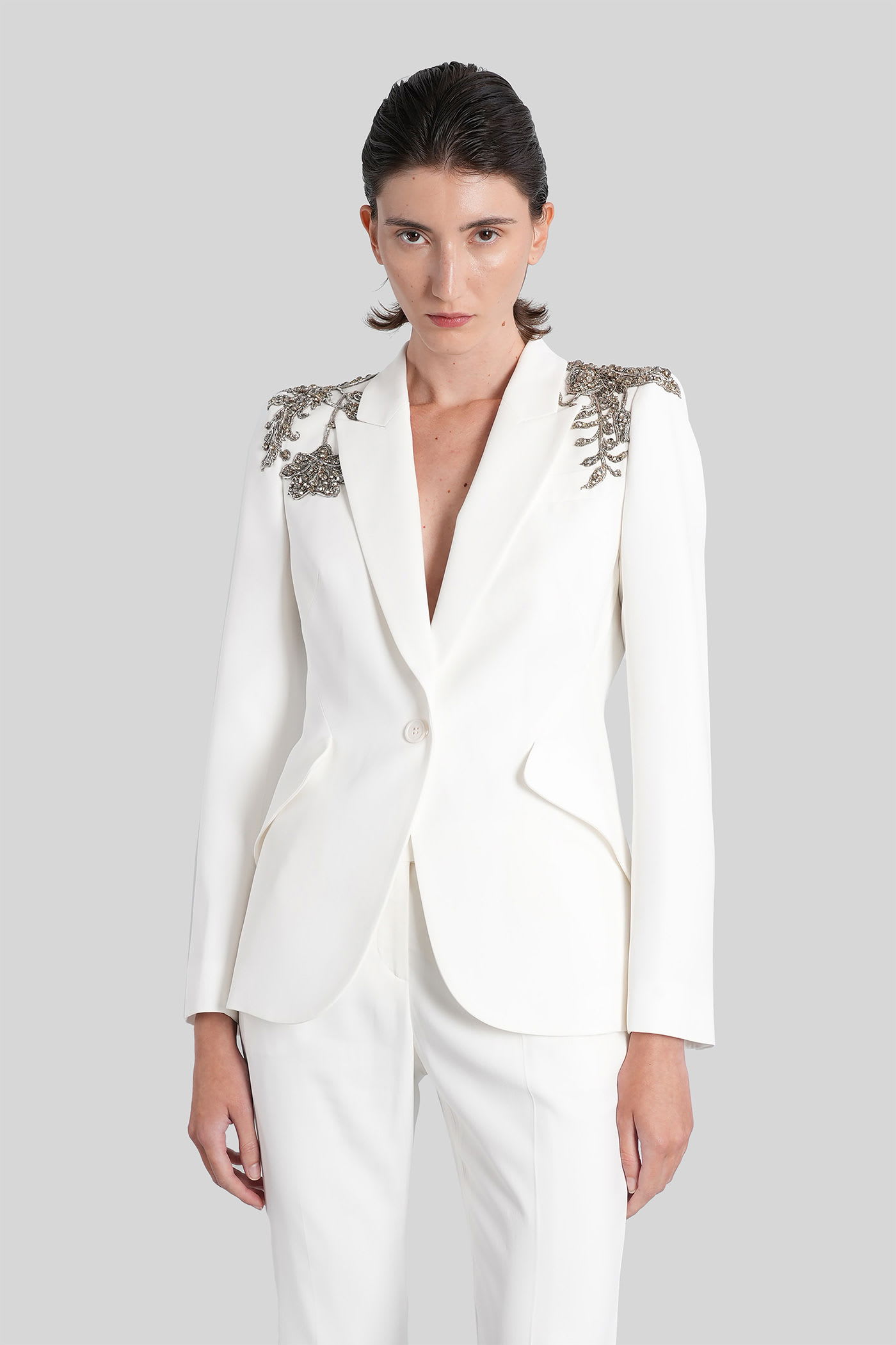 Alexander Mcqueen Blazer In White Viscose In Burgundy