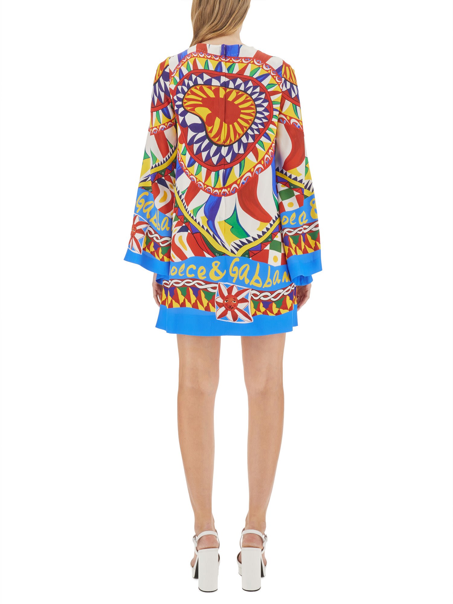 Shop Dolce & Gabbana Short Dress In Multicolour