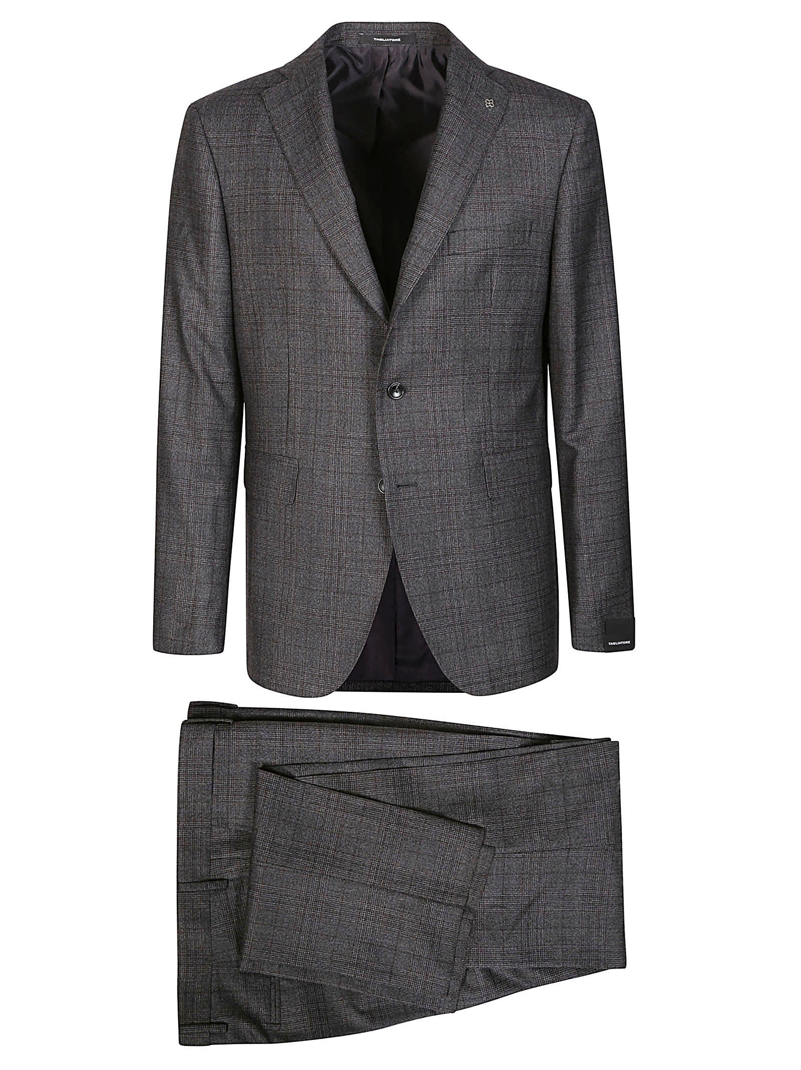 Tagliatore Check-pattern Wool Suit In Nero