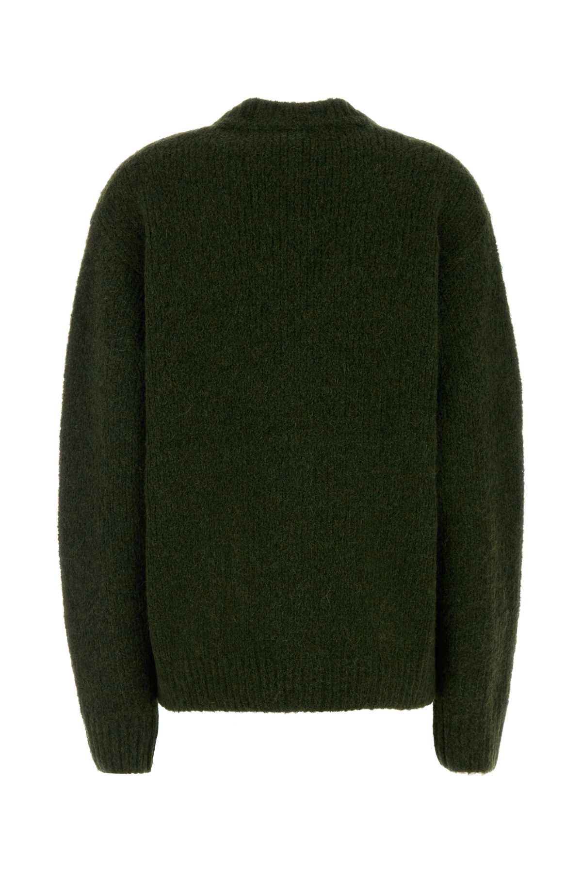 Dries Van Noten Bottle Green Alpaca Blend Oversize Cardigan In Green