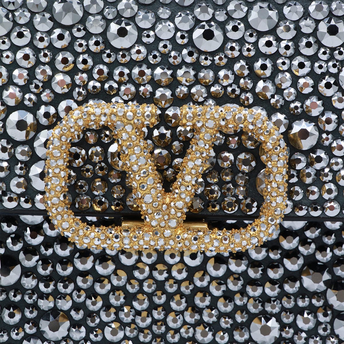 Valentino Crystal Vsling Small Top Handle Bag In Gray