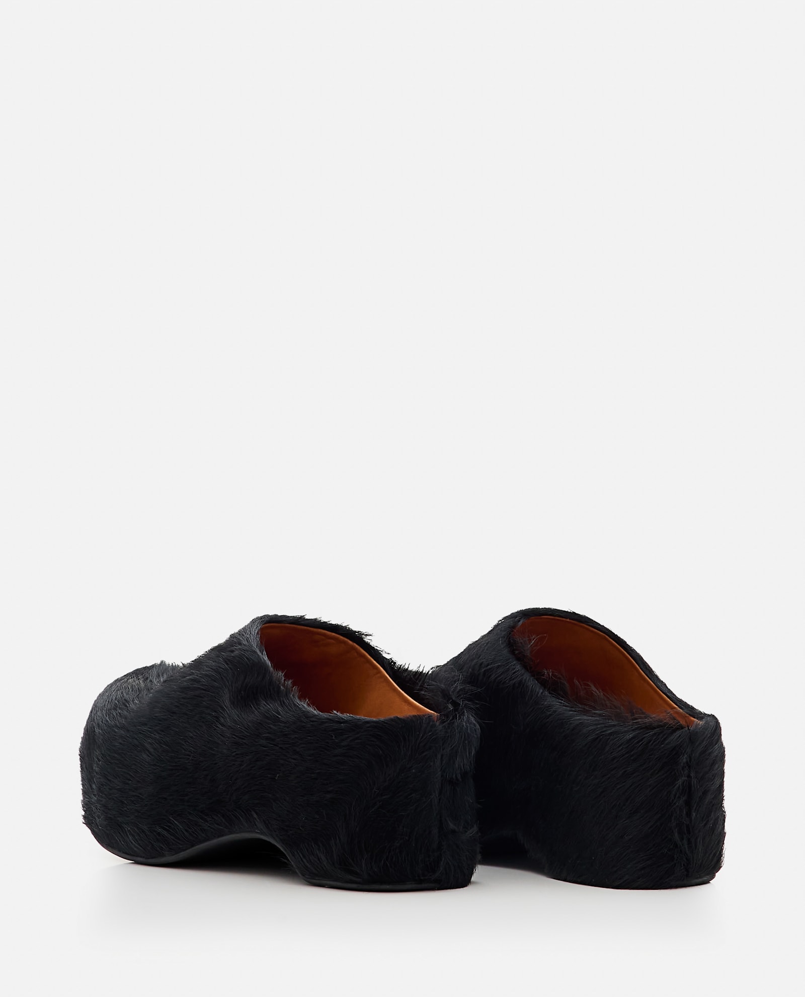 Shop Marni Hairy Leather Platform Mules In Black