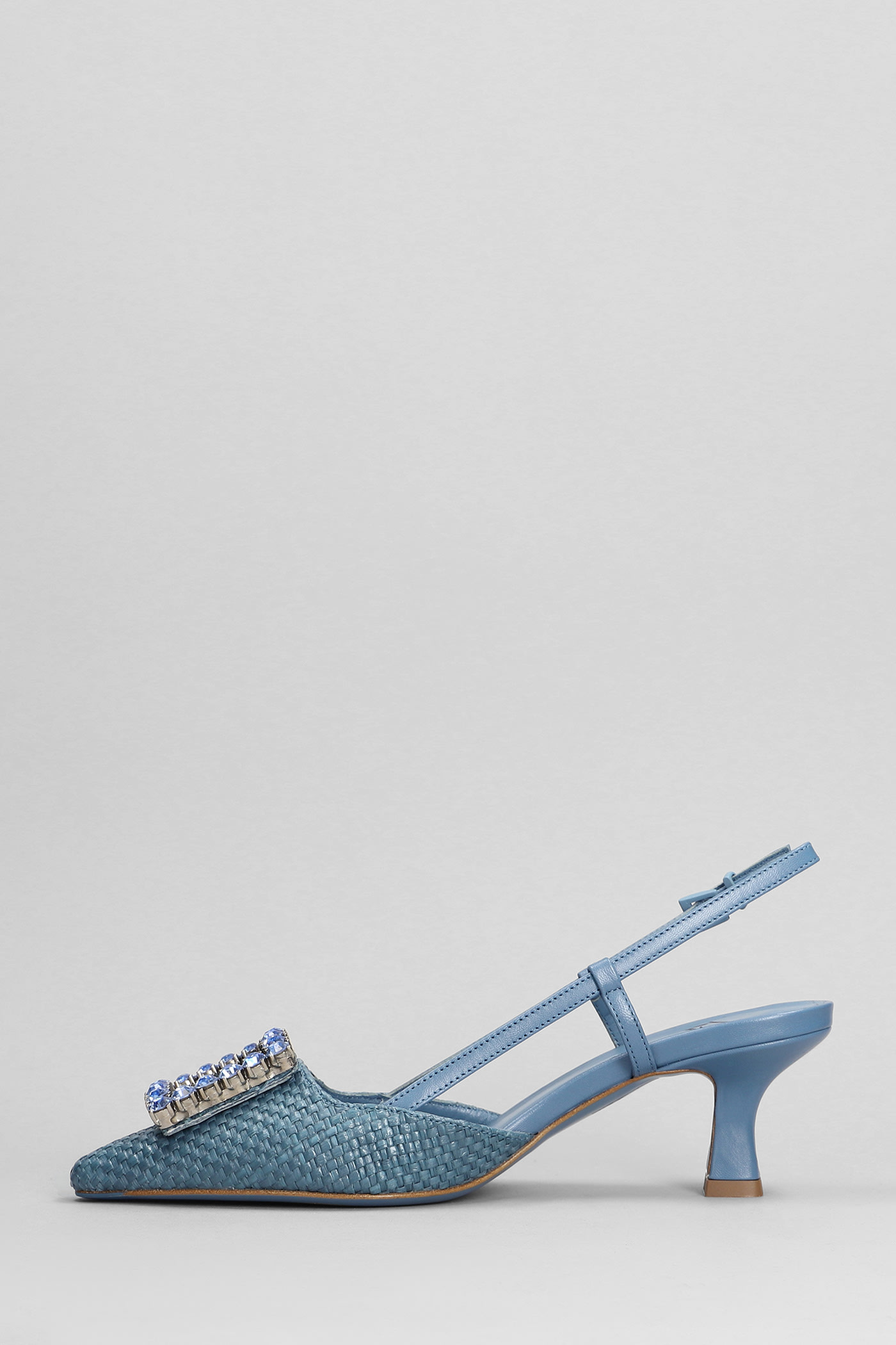 Shop Roberto Festa Stefi Pumps In Blue Leather And Fabric