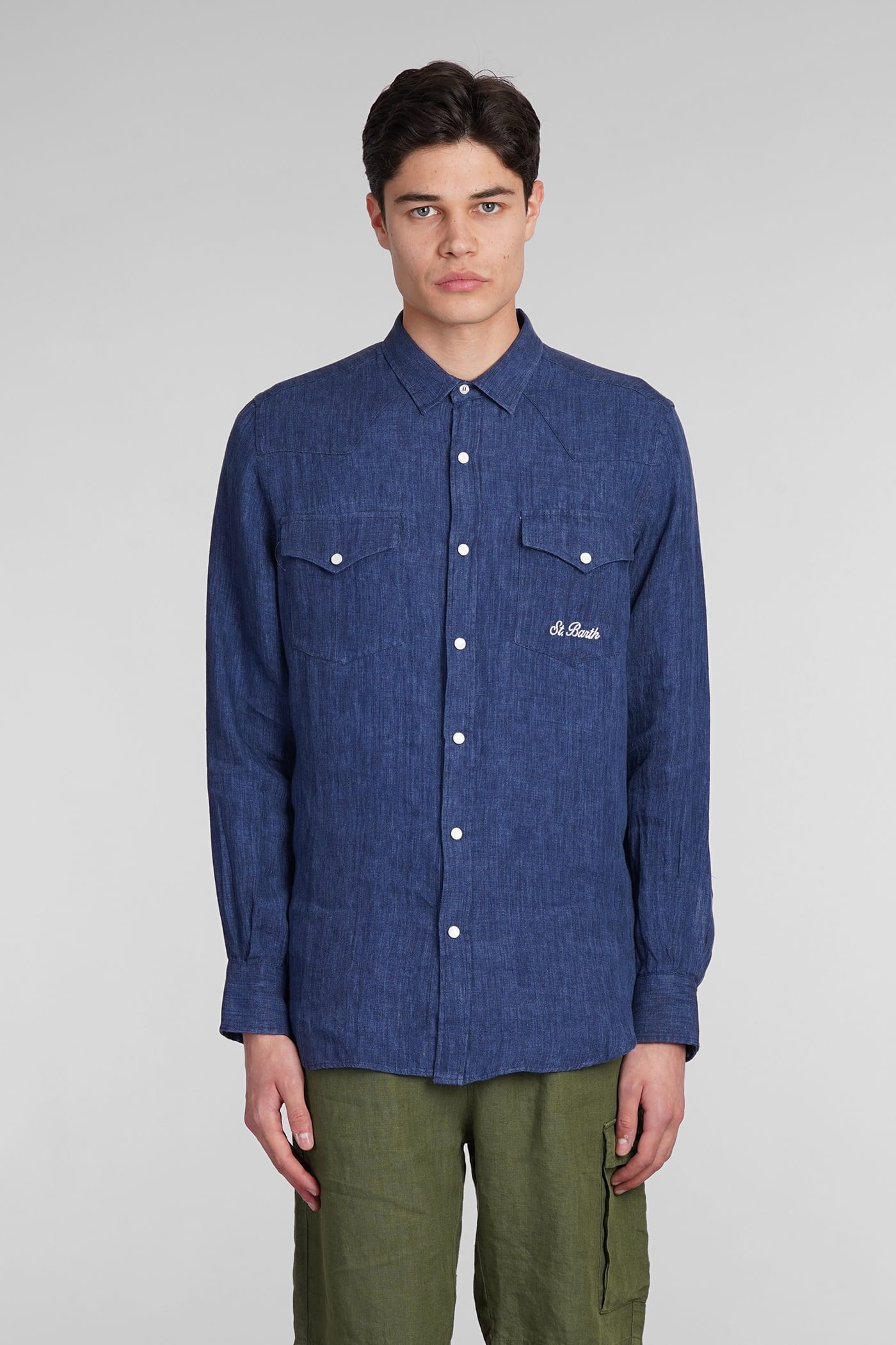 Greg Shirt In Blue Cotton