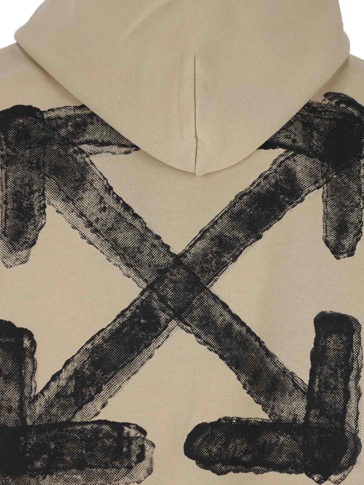 Off-white Graphic Print Hooded Sweatshirt In Beige