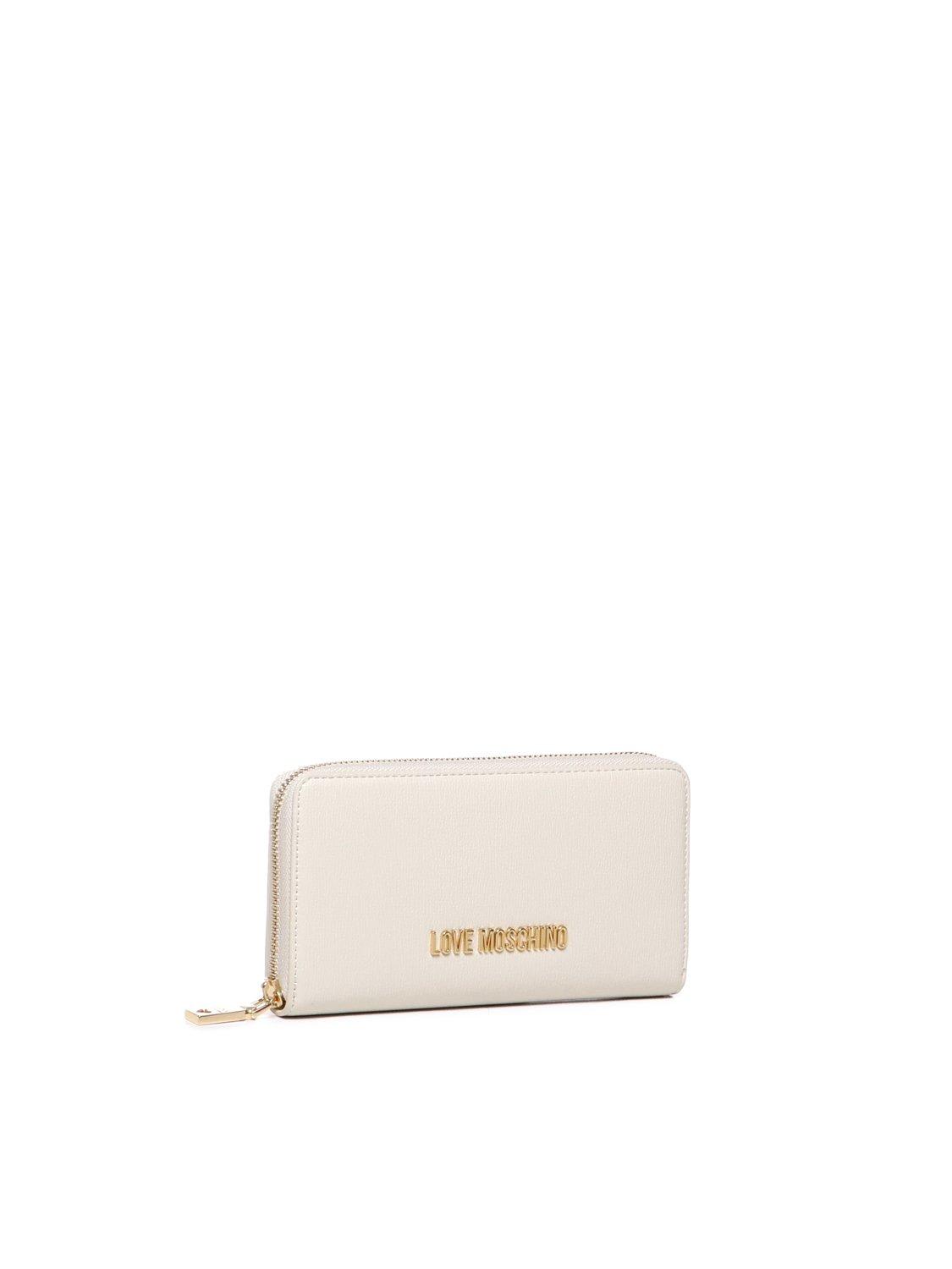 Shop Love Moschino Logo Lettering Zipped Wallet In White