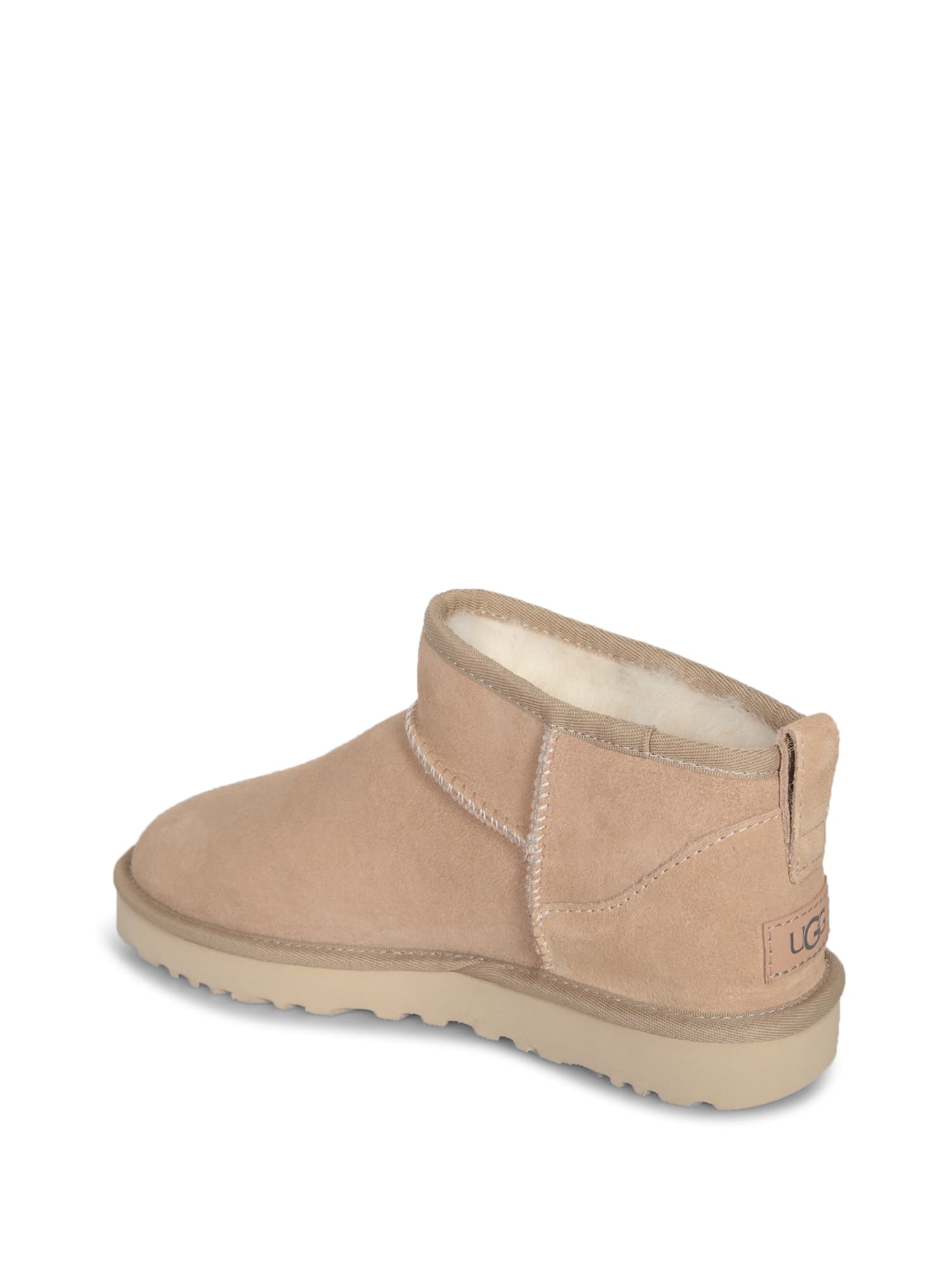 Ugg Classic Ultra Mini Low Heels Ankle Boots In Beige Suede In Beige
