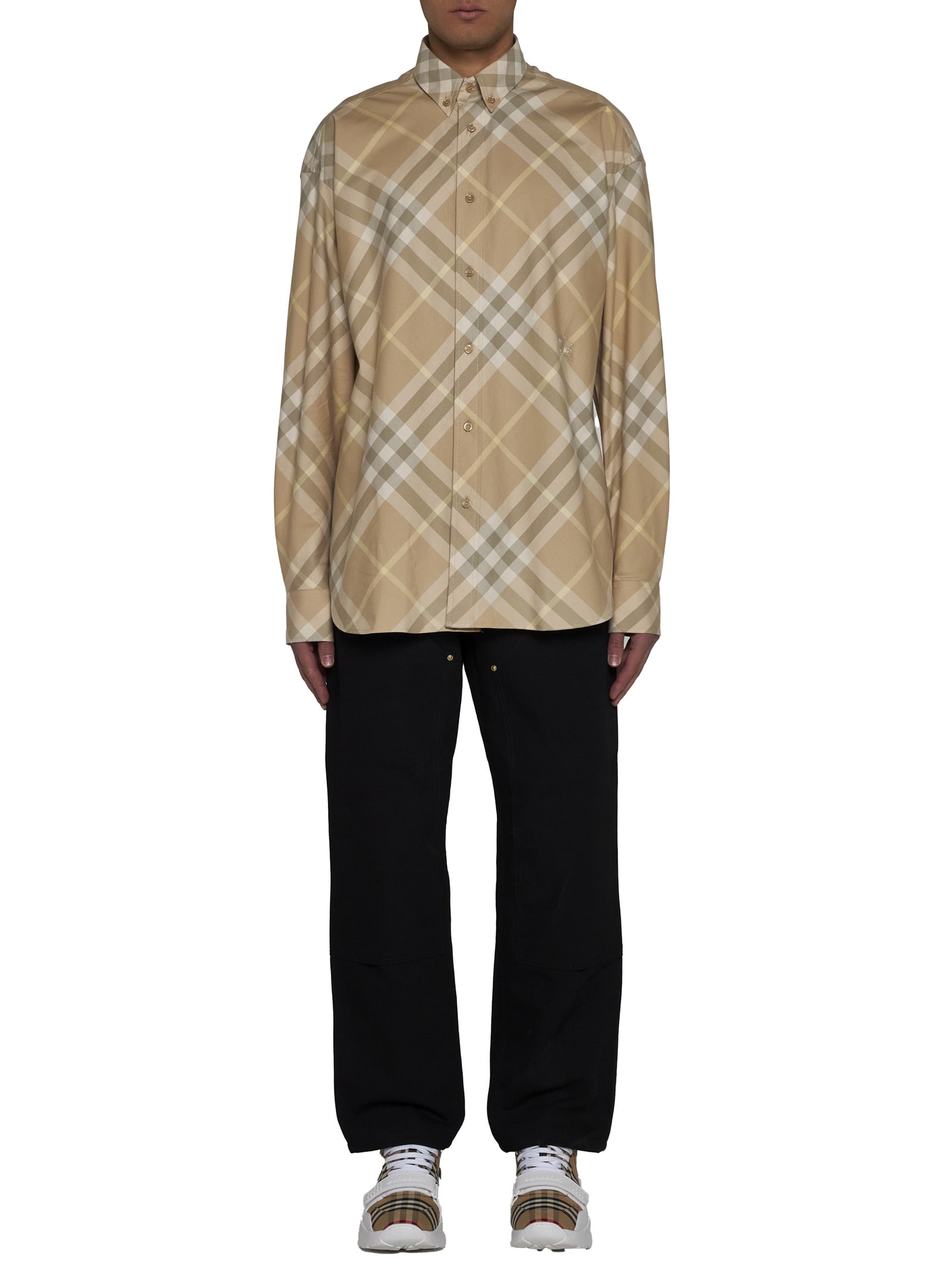 Shop Burberry Shirt In Flax Ip Check