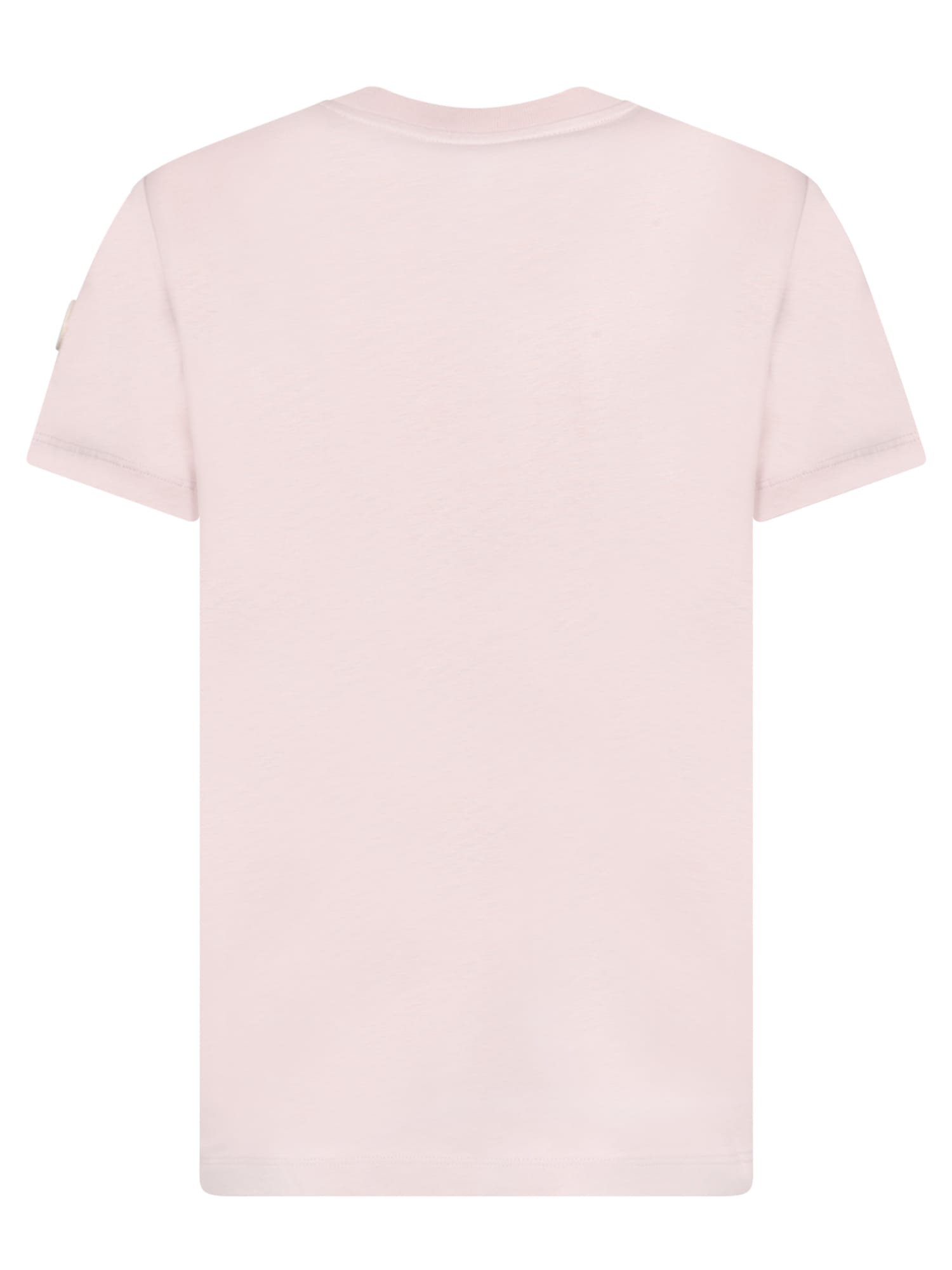Moncler Nude Cotton T-shirt With Embroidered Logo In Pink