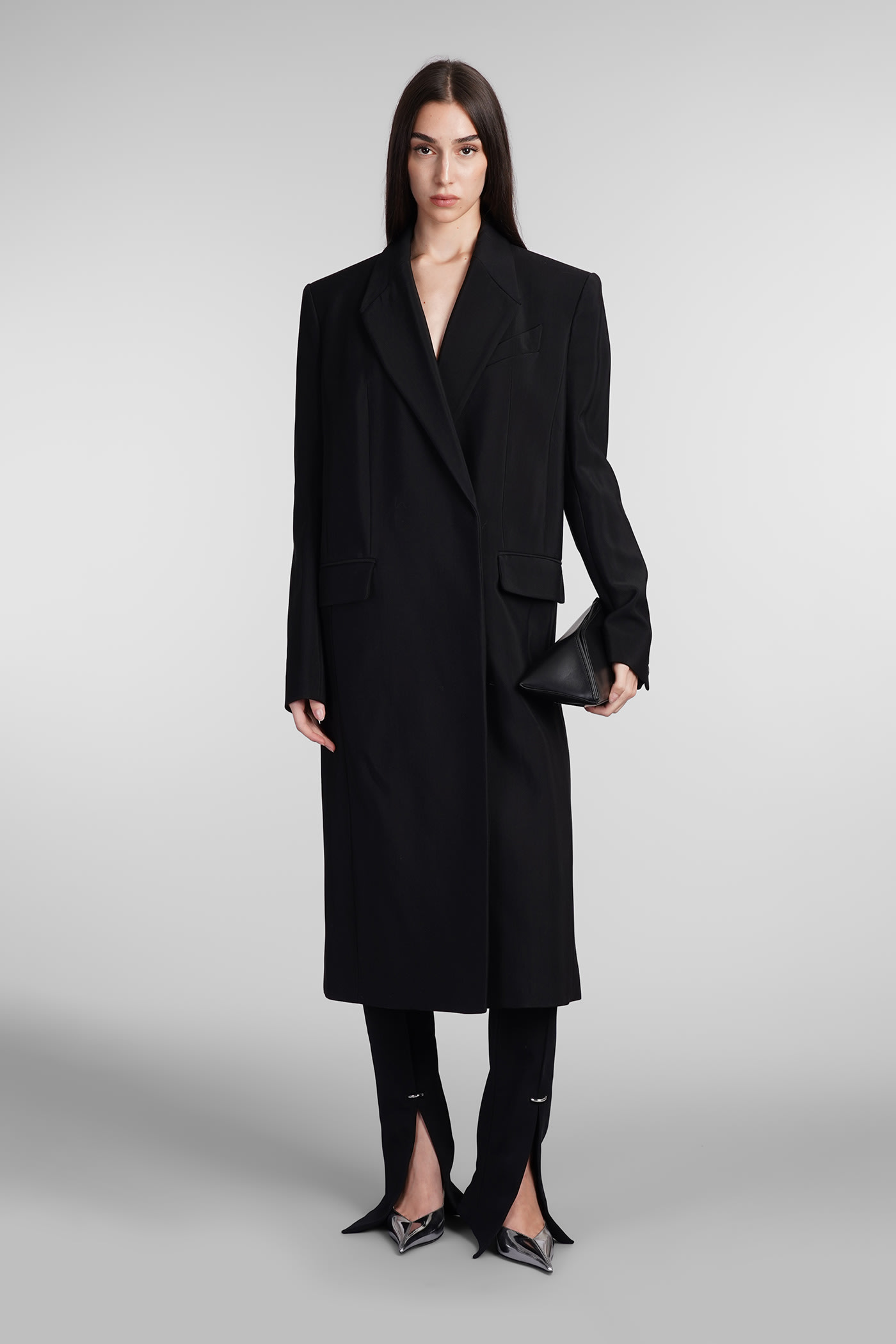 Shop Mugler Coat In Black Viscose