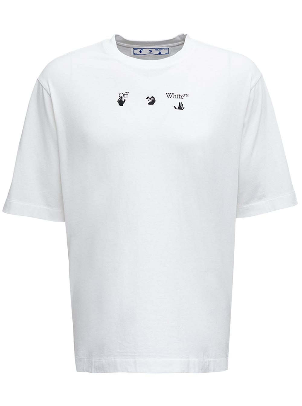 Off-White White Cotton T-shirt With Negative Mark Print