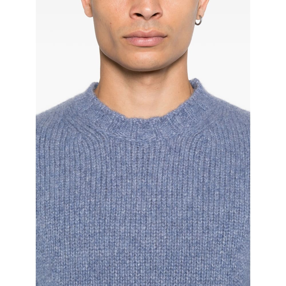 Fedeli Ribbed Crew-neck Sweater In Blue