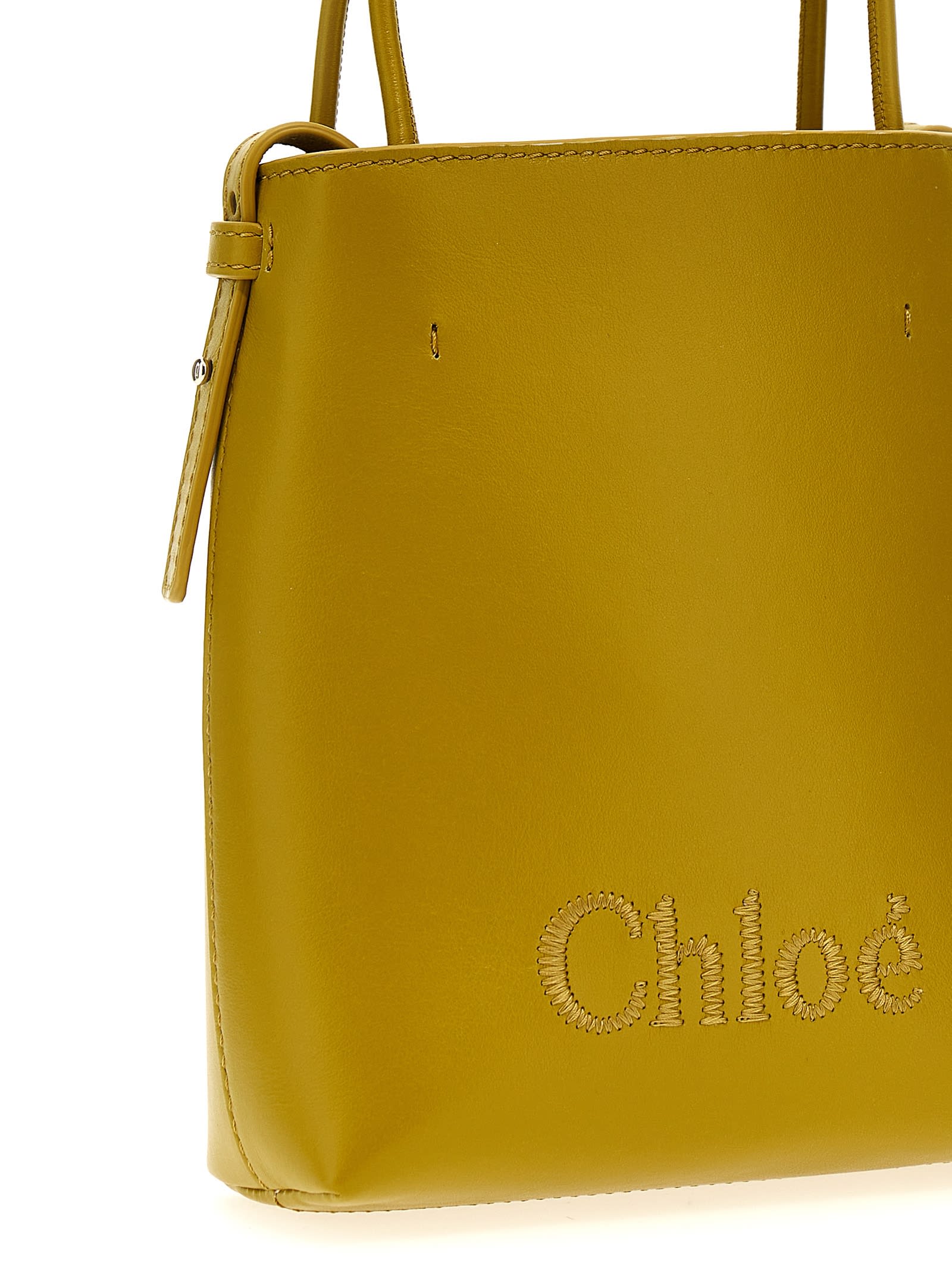 Shop Chloé Micro Chloe Sense Bucket Bag In Green
