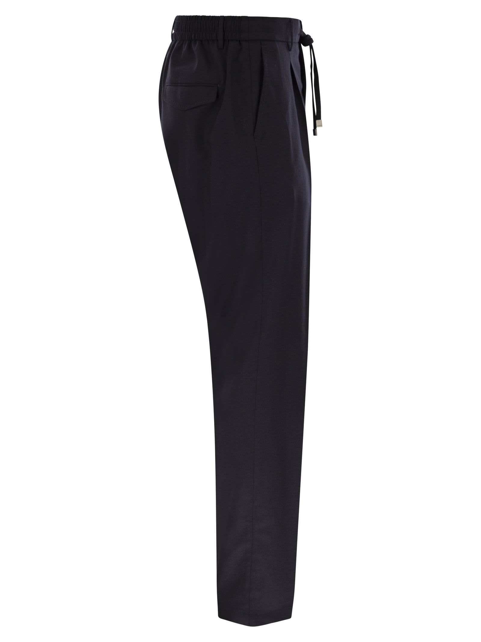Peserico Virgin Wool Trousers In Black