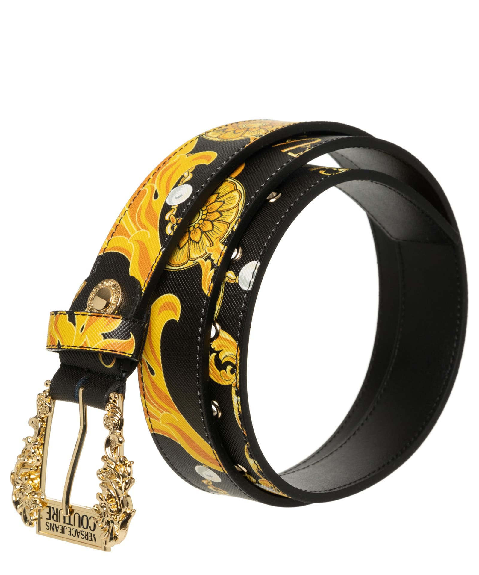 Shop Versace Jeans Couture Chain Couture Leather Belt In Nero