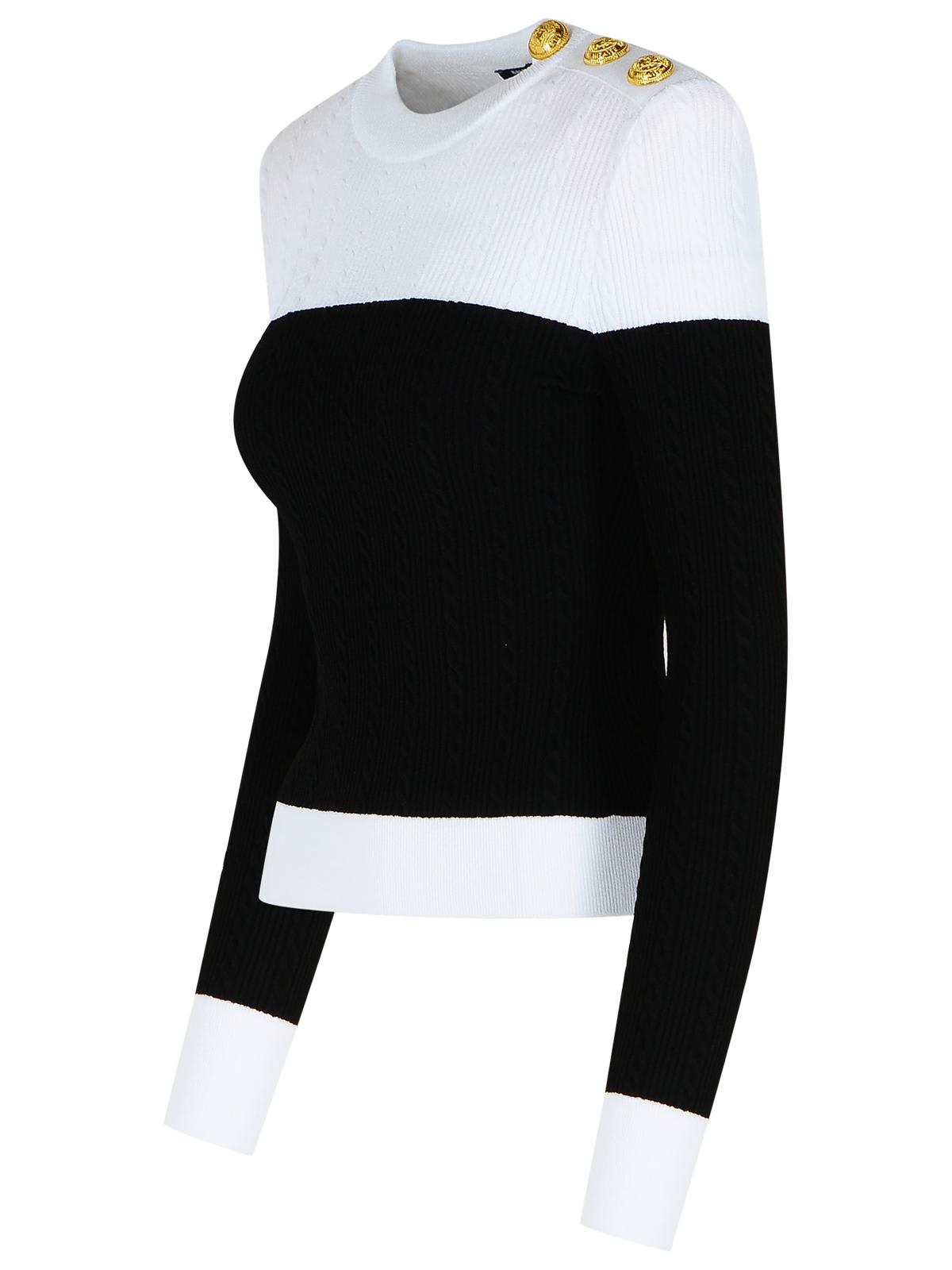 Balmain 3-button Twisted Knit Colorblock Top In Multi