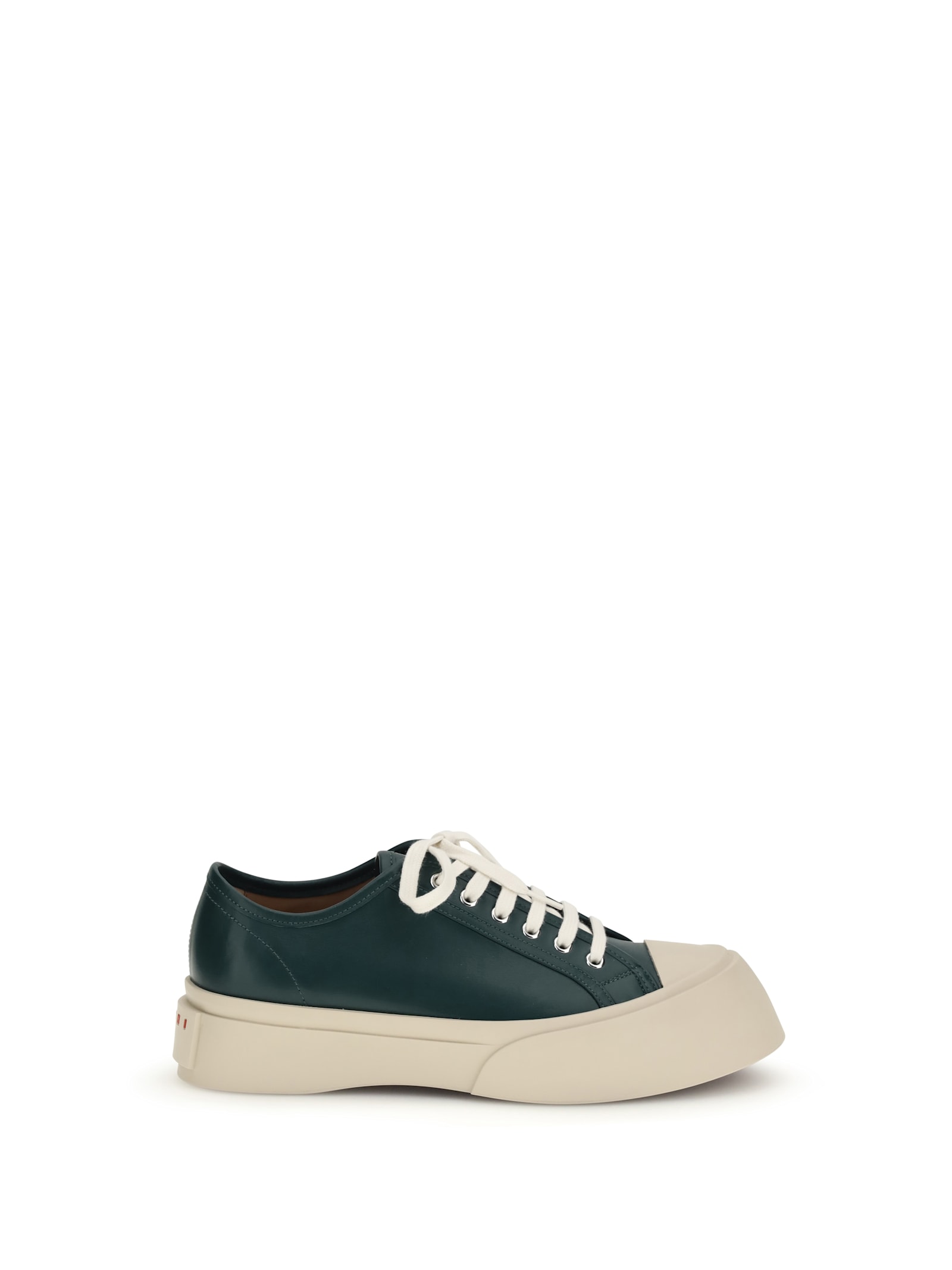 Marni Pablo Leather Lace-up Sneakers In Green