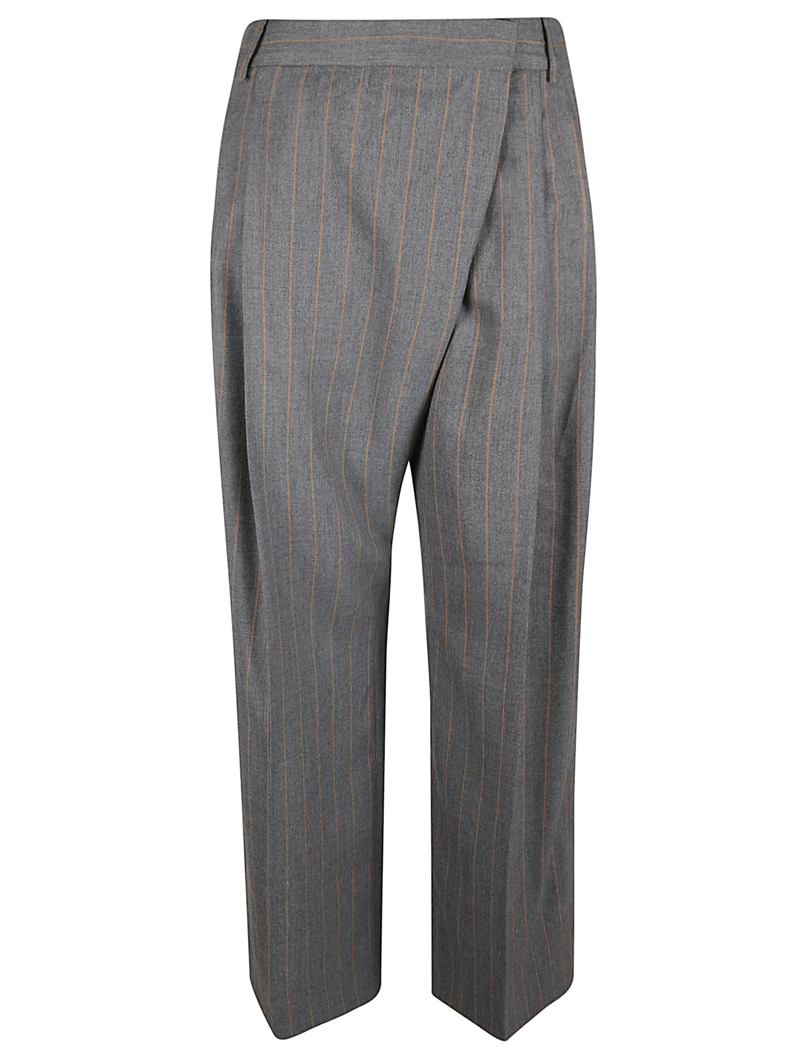 Ganni Striped Pattern Trousers In Gray