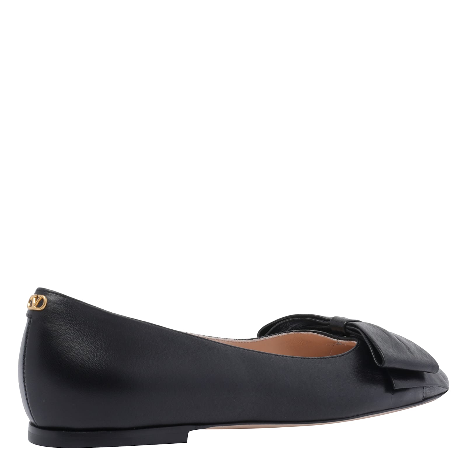 Valentino Leather Ballerinas With Iconic Bow Detail In Black