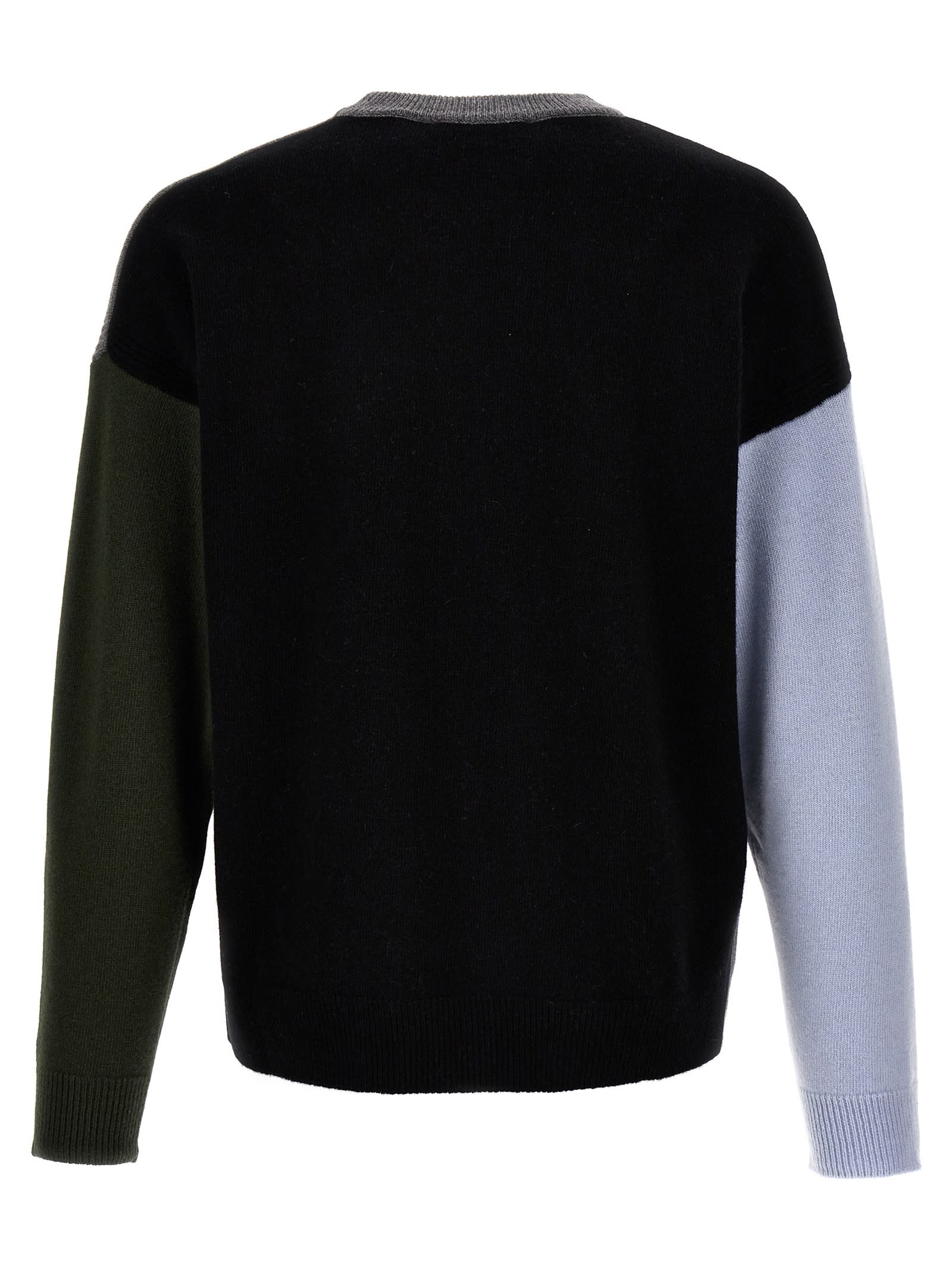 Shop Maison Kitsuné Fox Head Sweater In Grey Melange Black