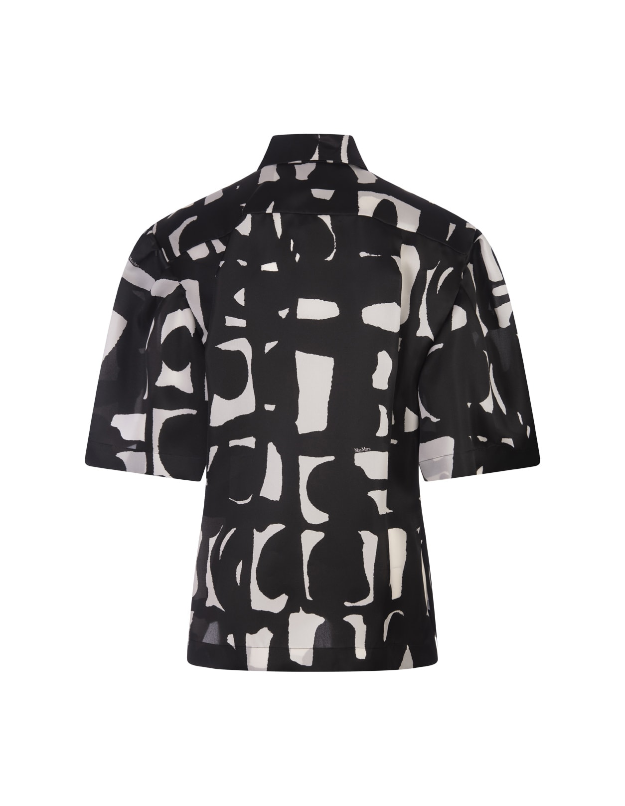 Max Mara Carella Abstract-print Puff-sleeve Collared Shirt In St. Grafica