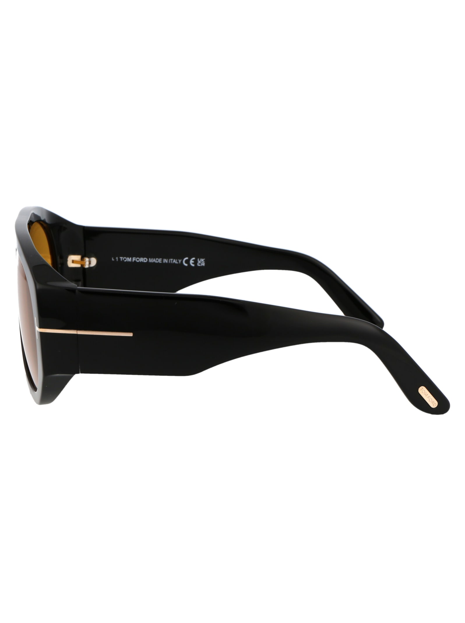 Tom Ford Black Bronson Sunglasses In 01e Nero Lucido / Marrone