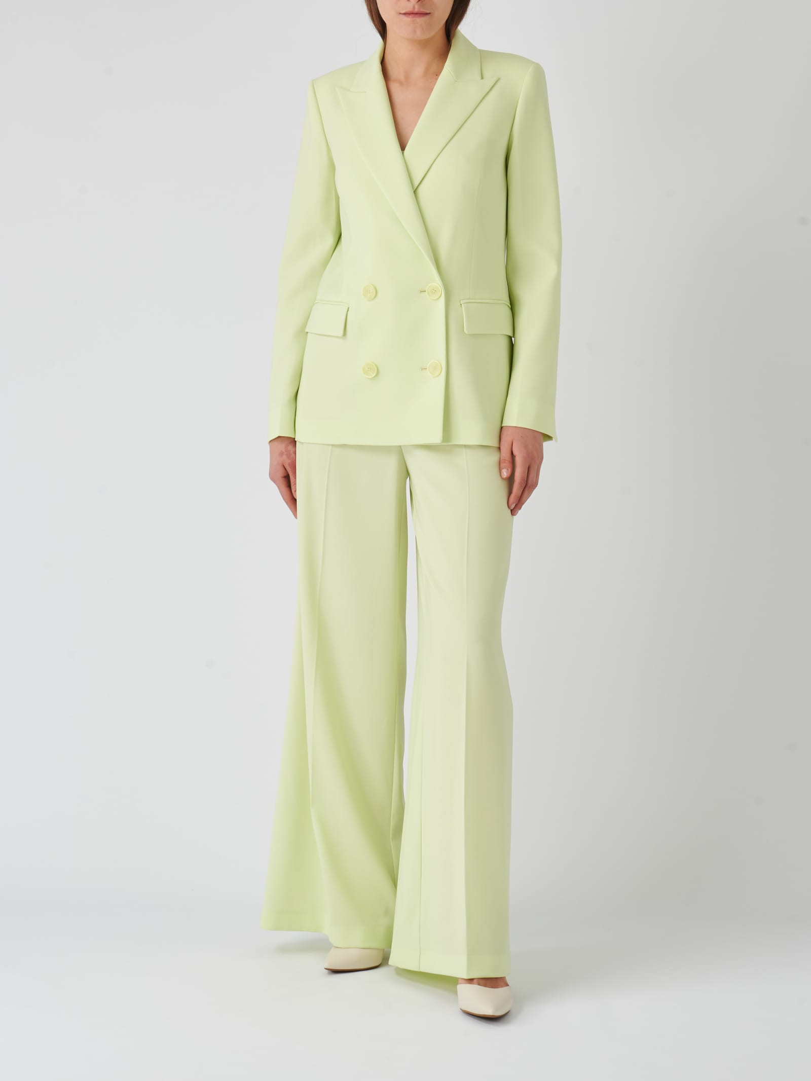 Shop Patrizia Pepe Poliester Trousers In Lime