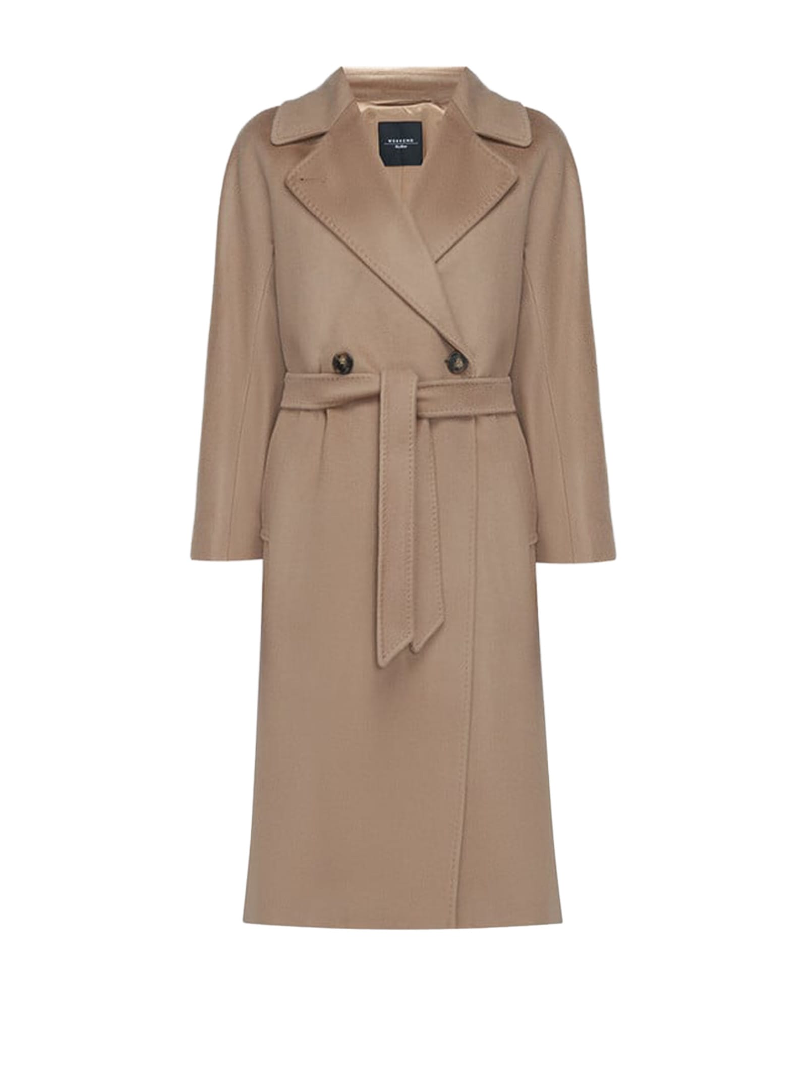 Weekend Max Mara Resina Belted Wool-blend Coat In Brown