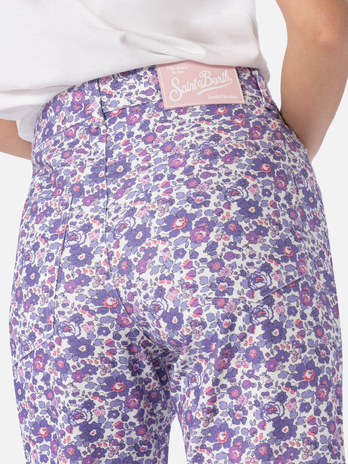 Mc2 Saint Barth Woman Lilac Betsy Print Denim Belleville Made With Liberty Fabric In Lilac