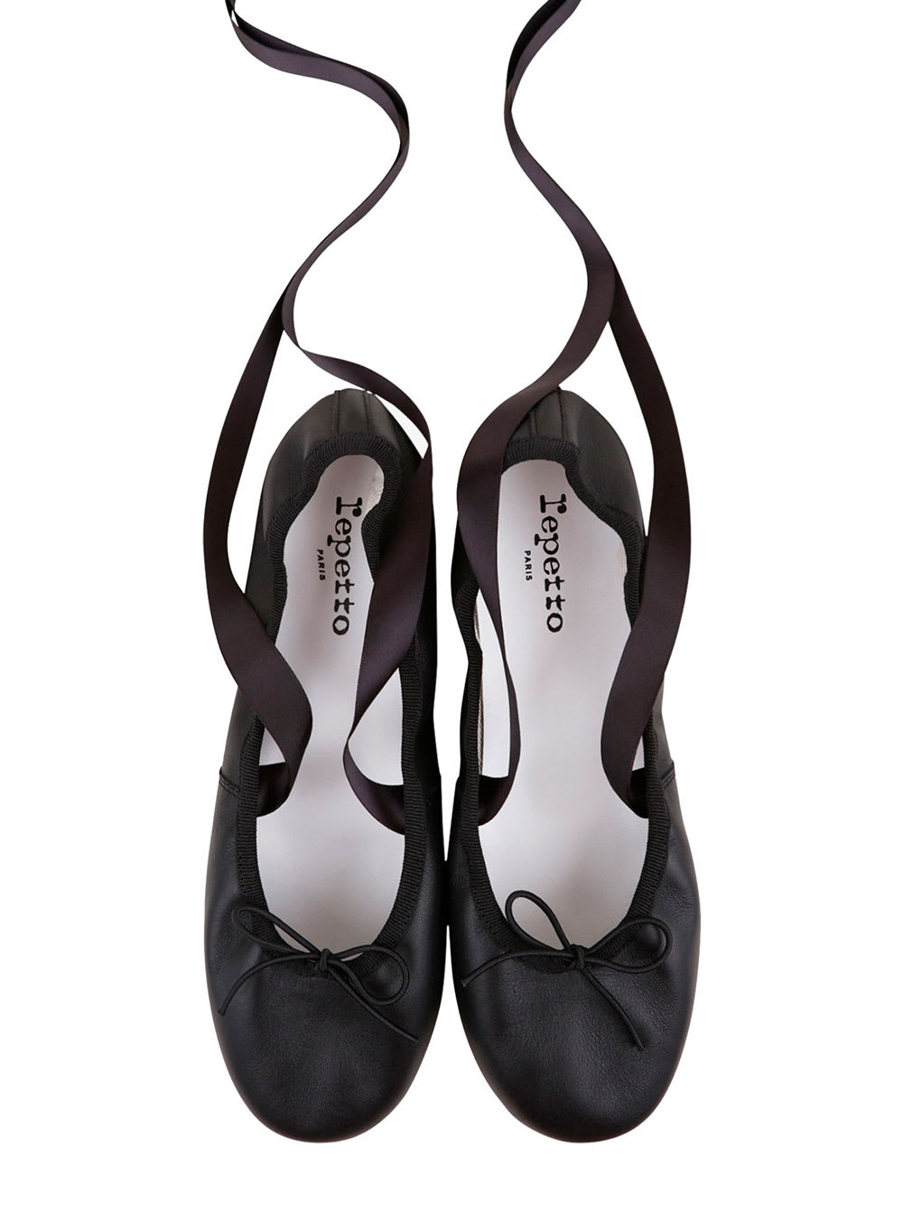 Shop Repetto Sofia Black Ballet Flats With Ribbon In Leather Woman