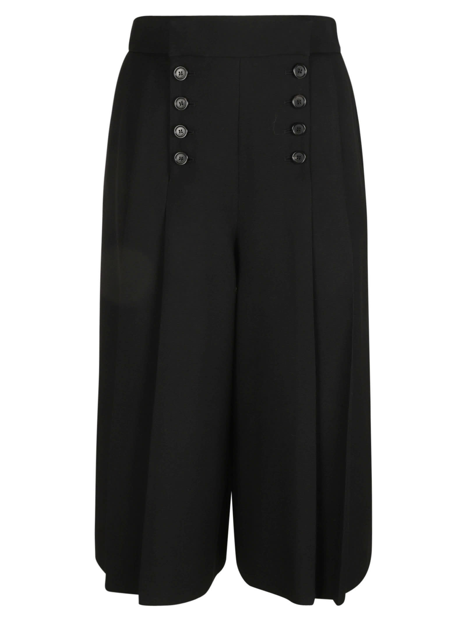 SAINT LAURENT BUTTON EMBELLISHED WIDE LEG CROPPED TROUSERS