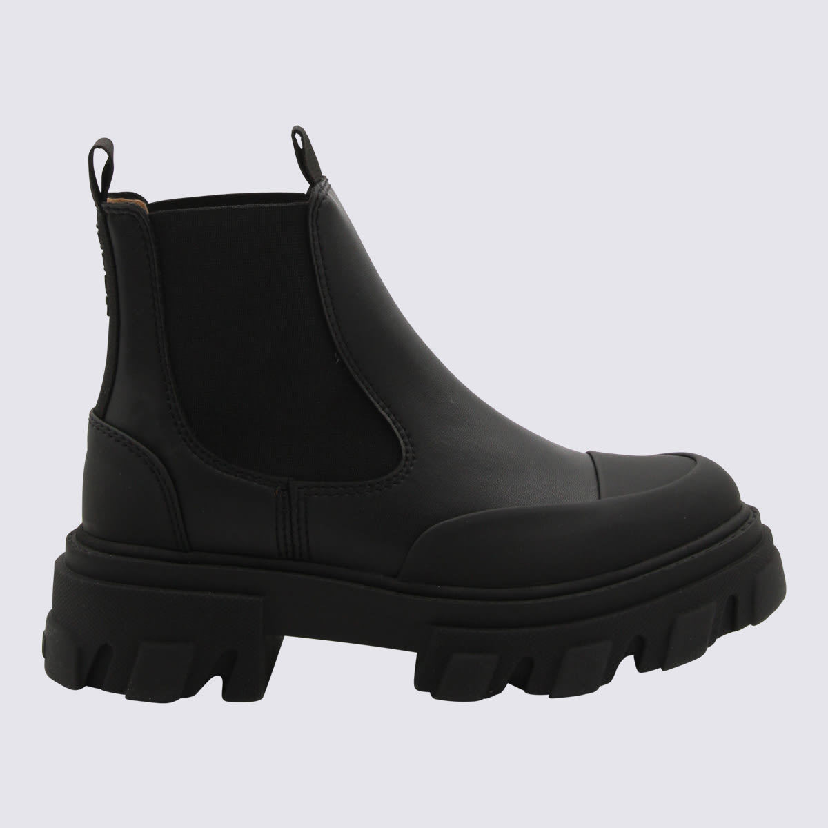 Ganni Black Faux Leather Combat Boots