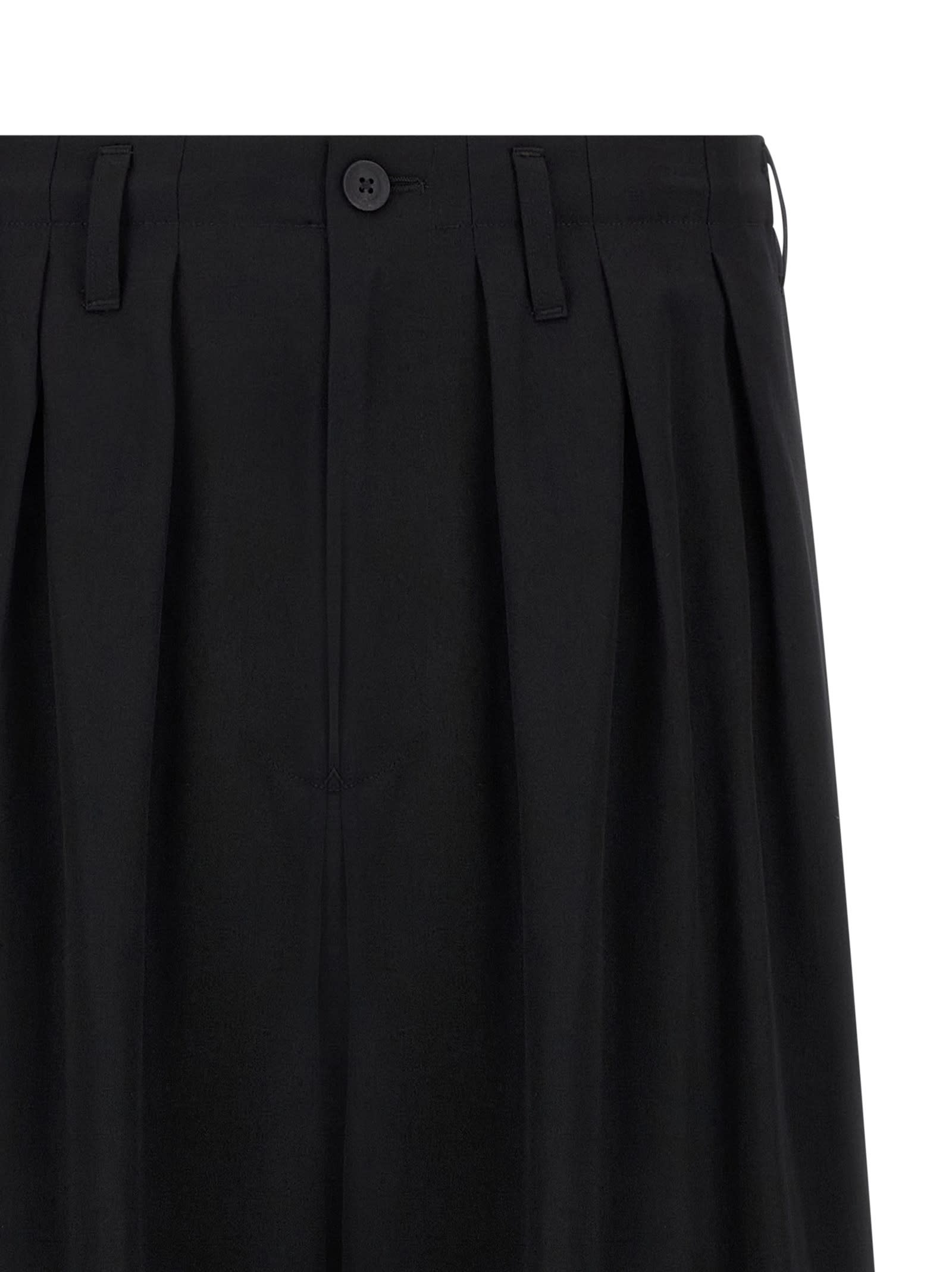 Yohji Yamamoto Tailored Trousers With Pleated Front And Pockets In Black
